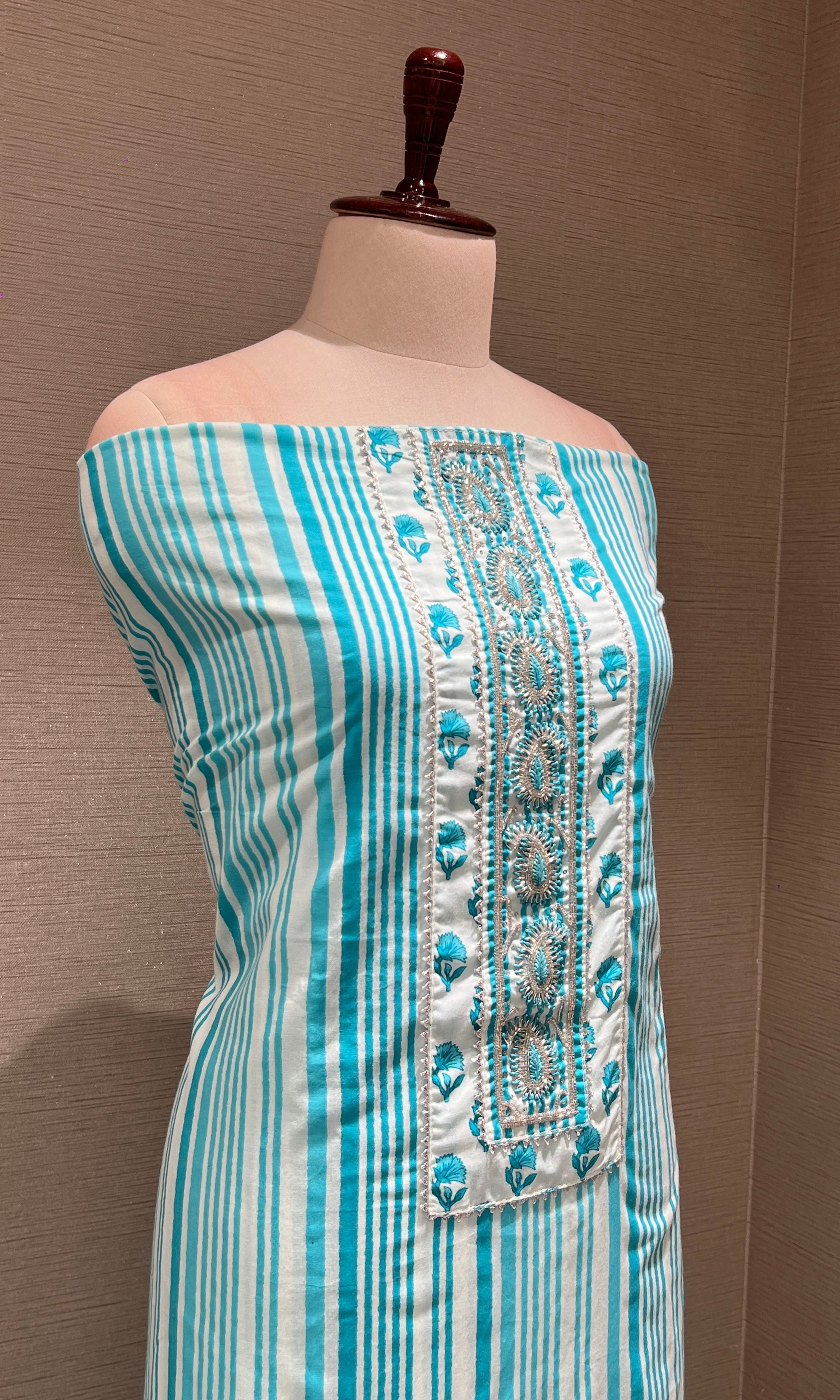 Sea blue dress material