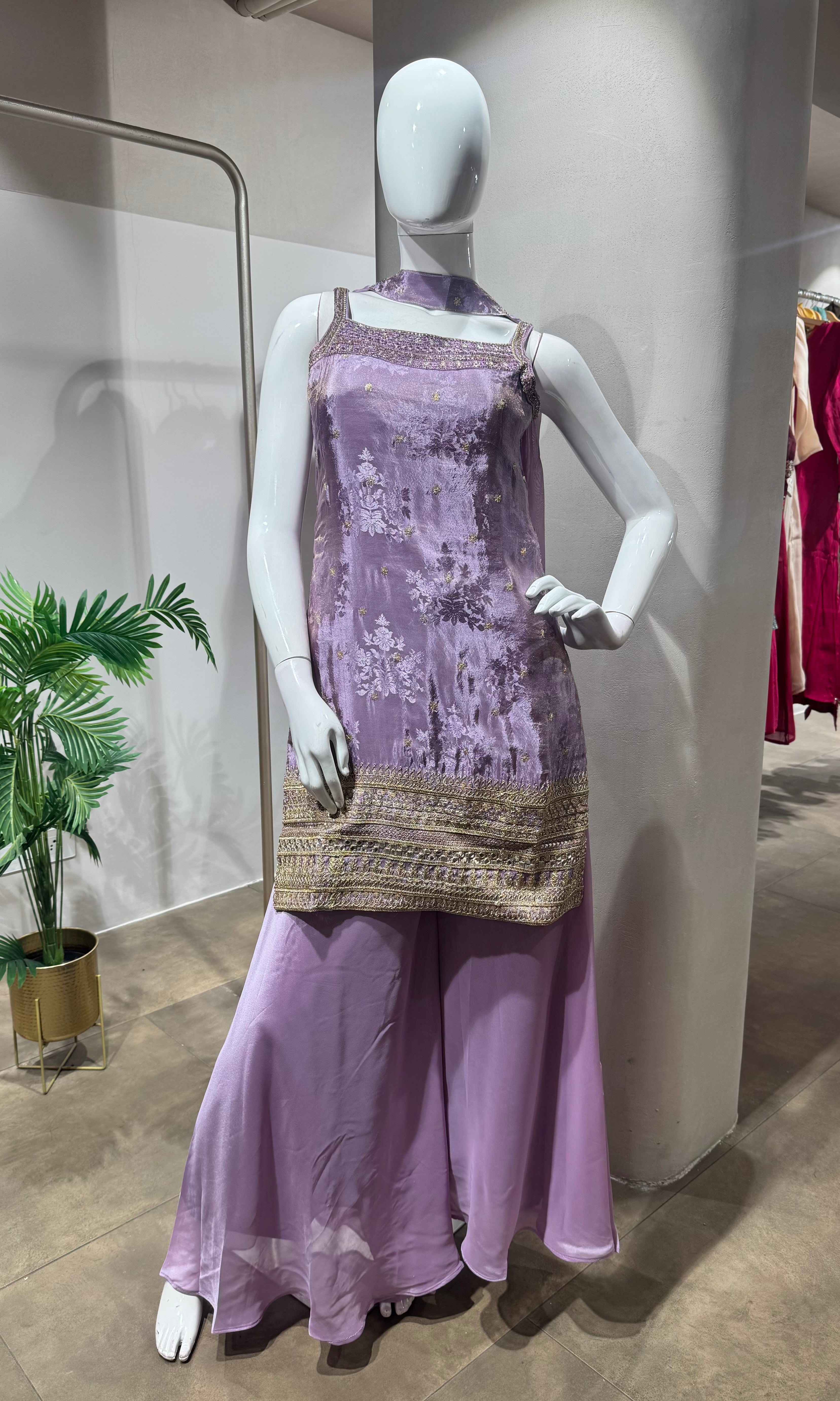PURPLE Georgette Kurta Sharara Set