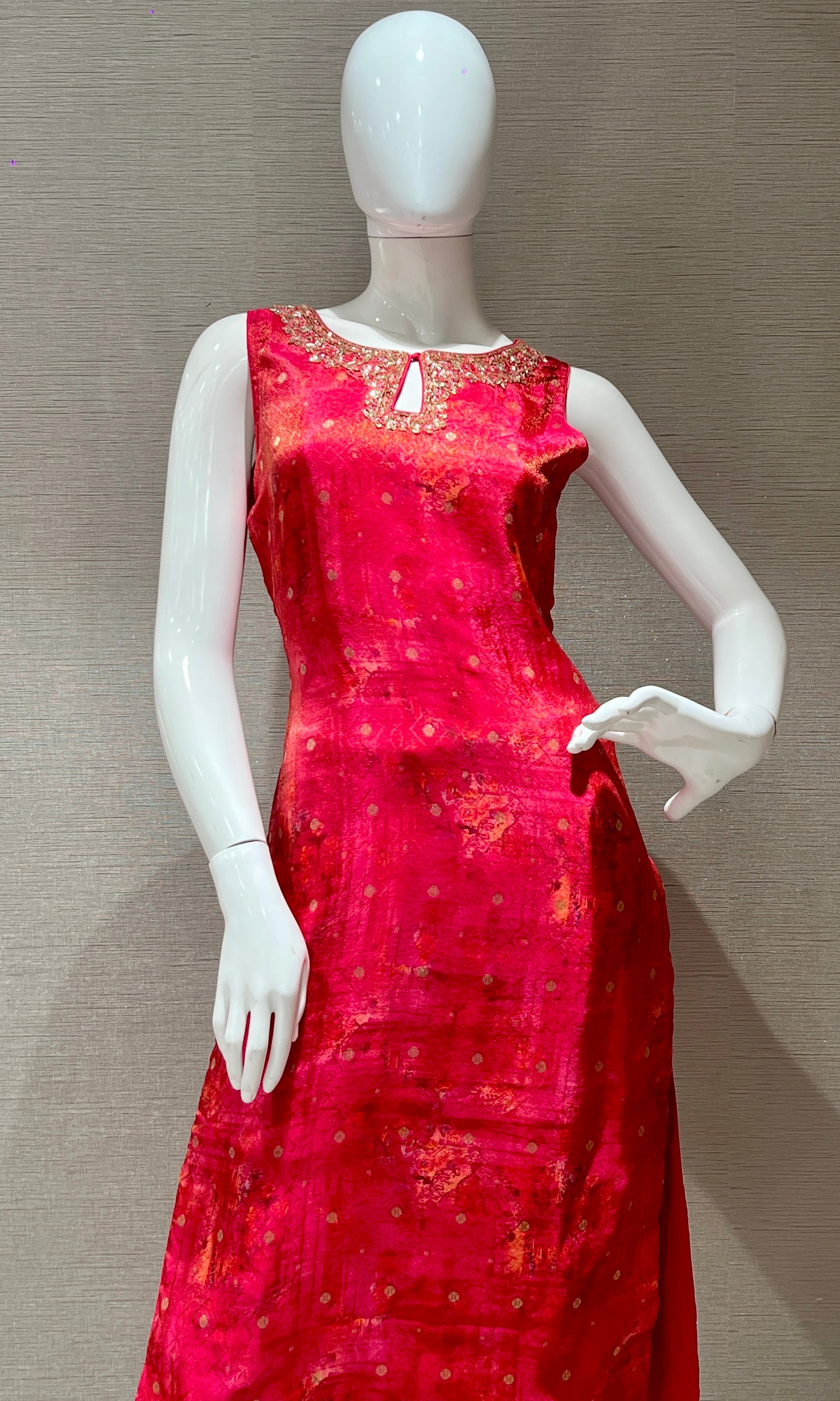 Pink Kurta Set with Embroidered Dupatta