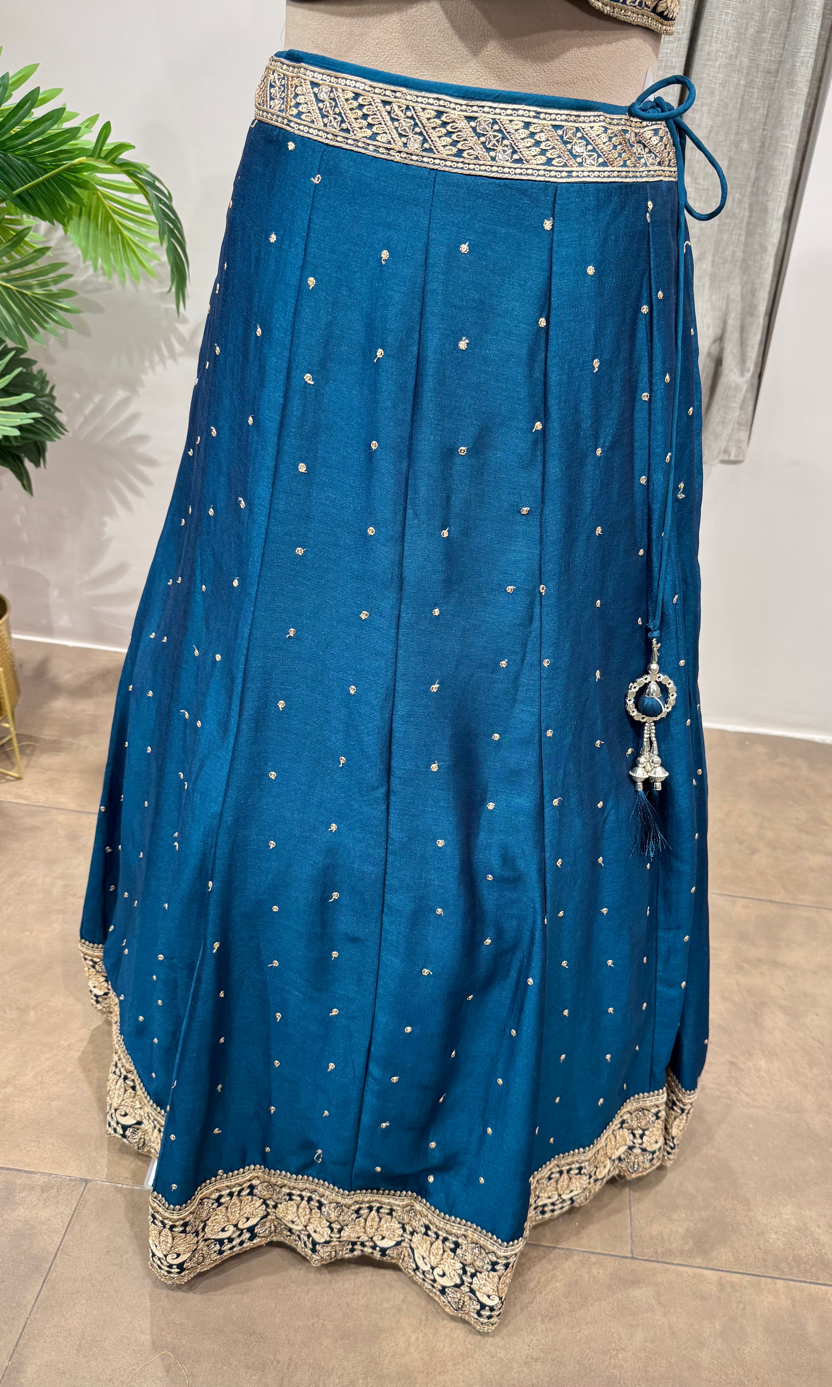 Peacock Blue Designer Lehenga set with Border