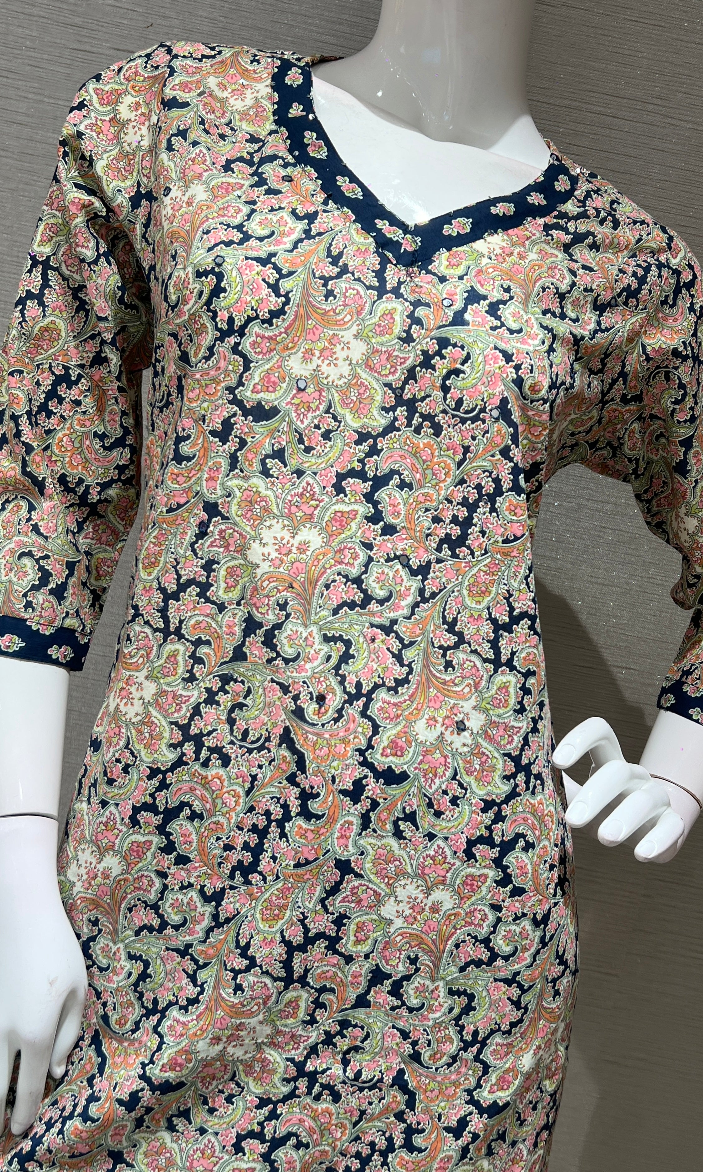 Light pink floral print kurta set