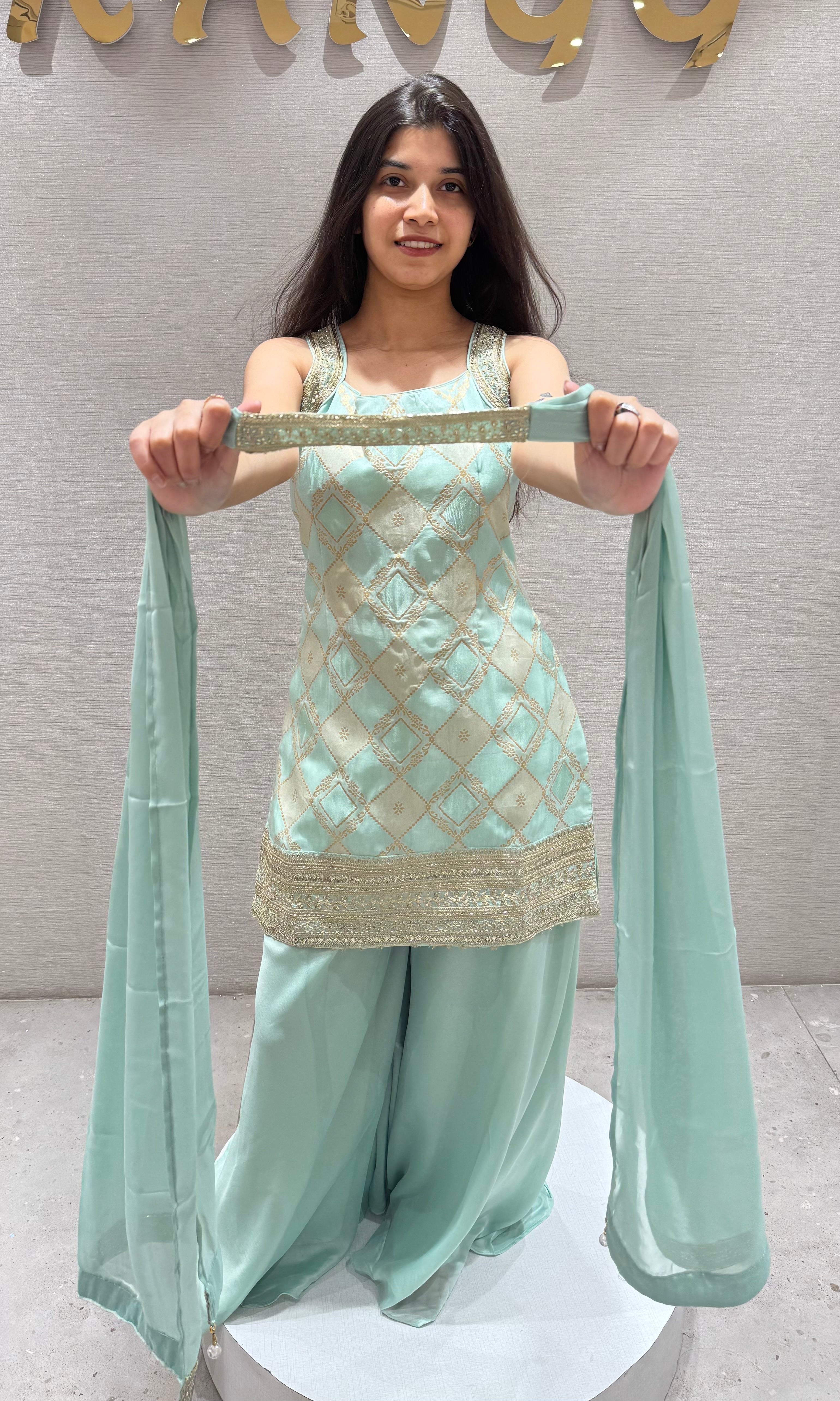 SEA Green Georgette Sharara Suit