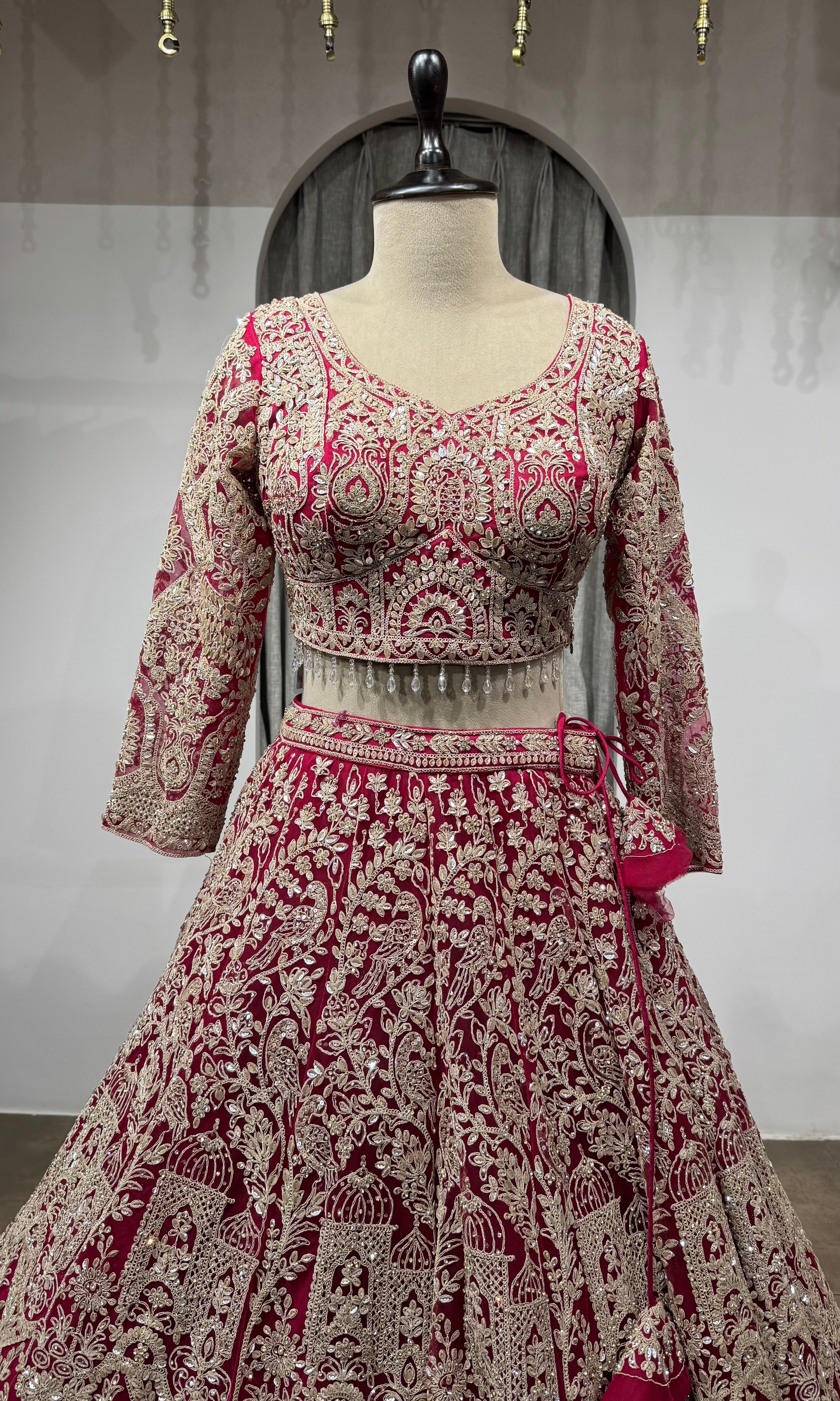 PINK Bridal Lehenga with Floral Embroidery