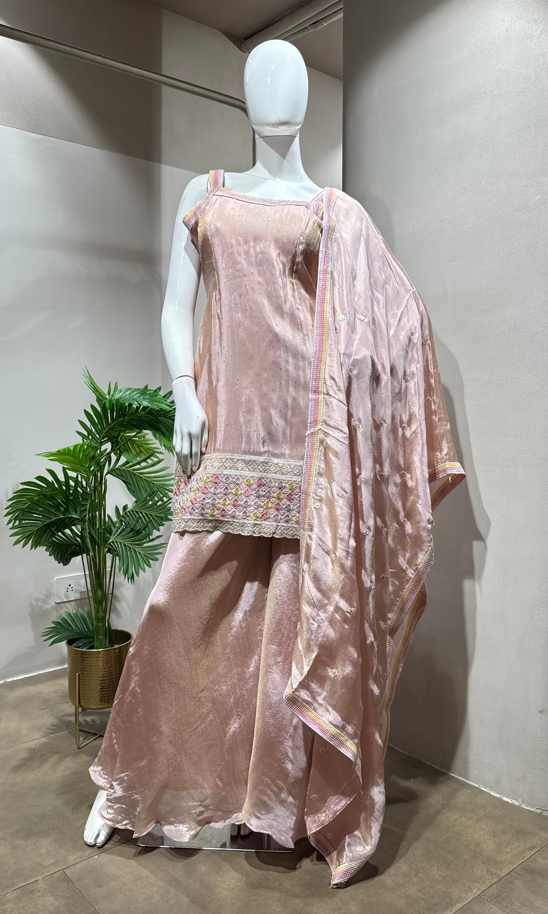 pink rose gold palazzo set