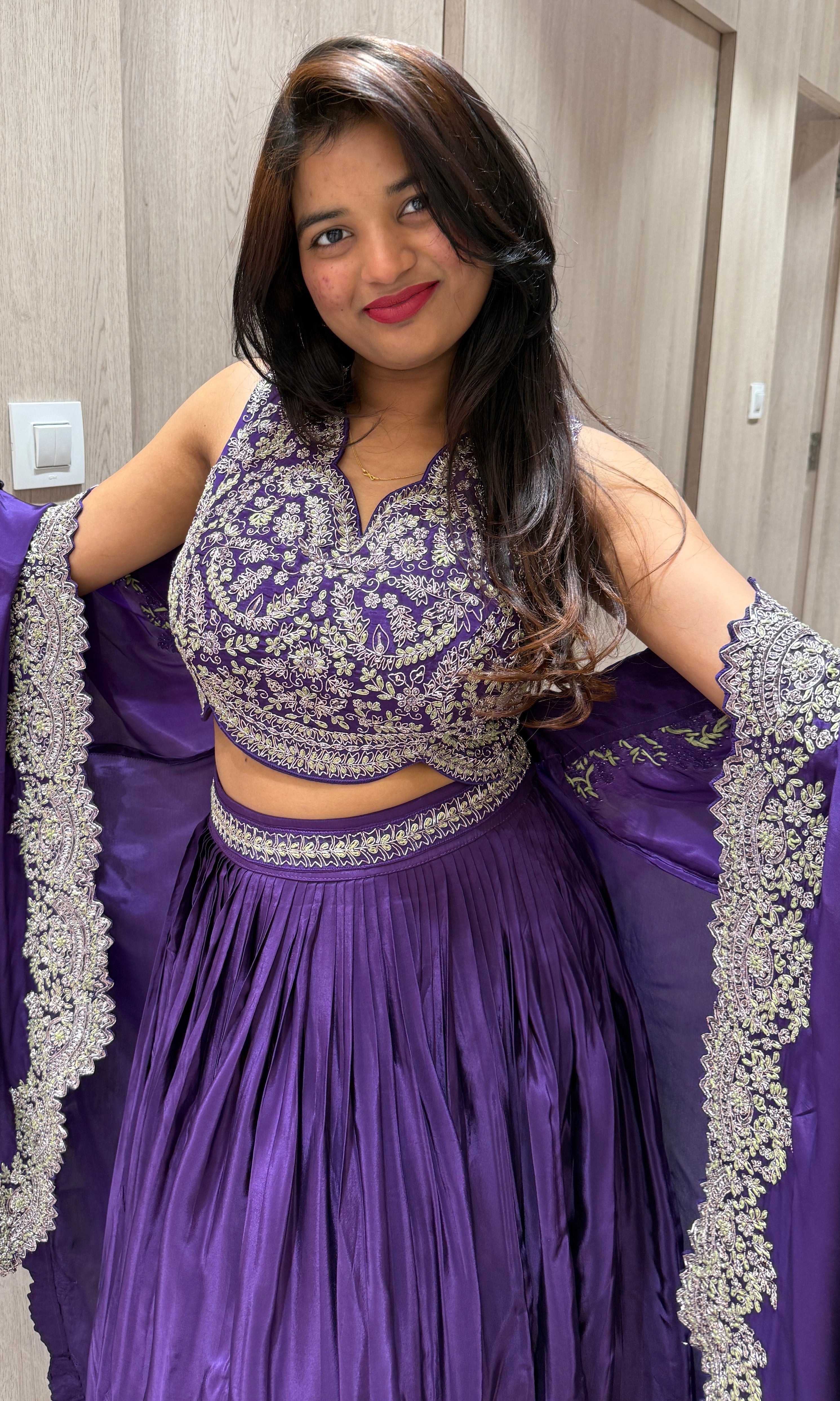 Purple Lehenga with cape