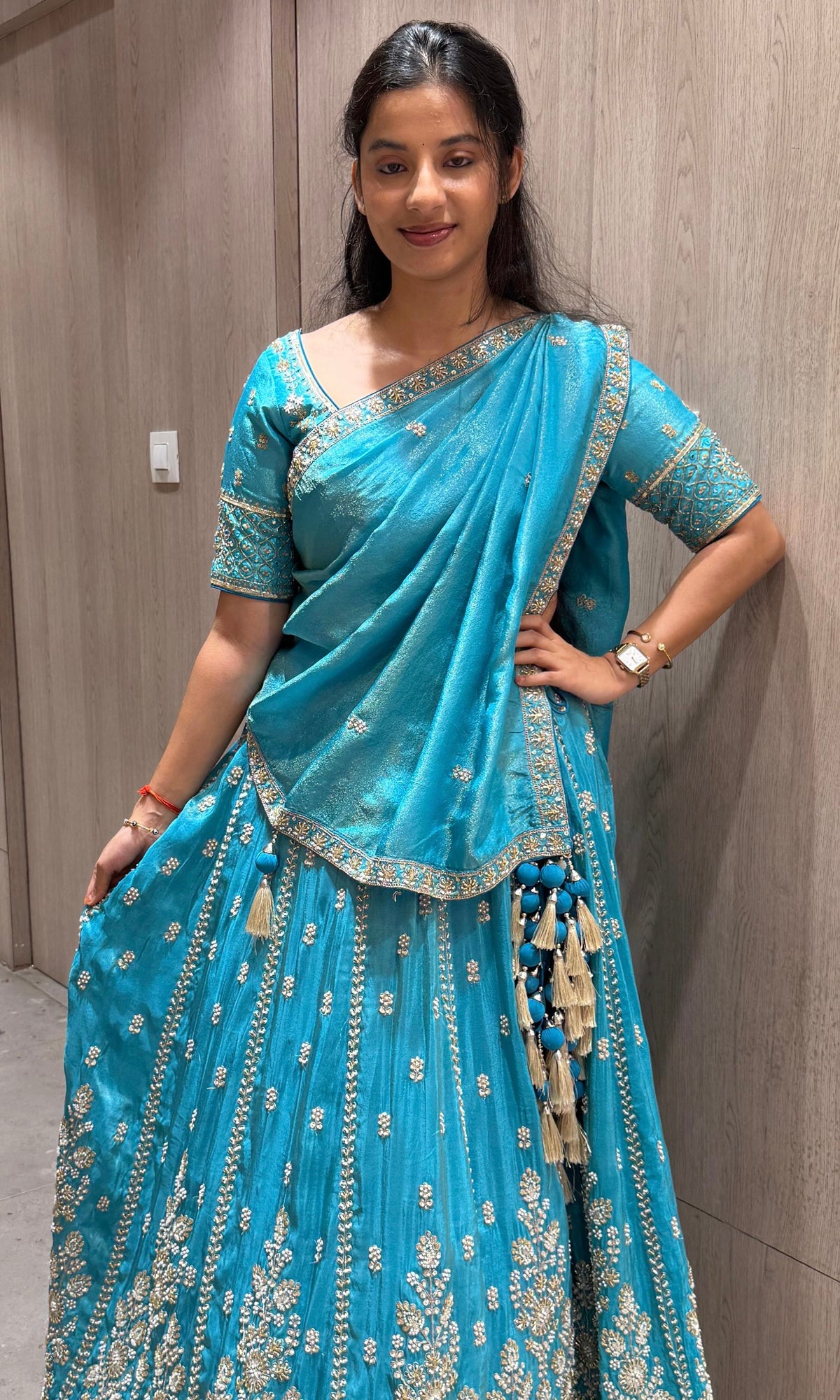 Blue Lehenga with zari wok Embroidery