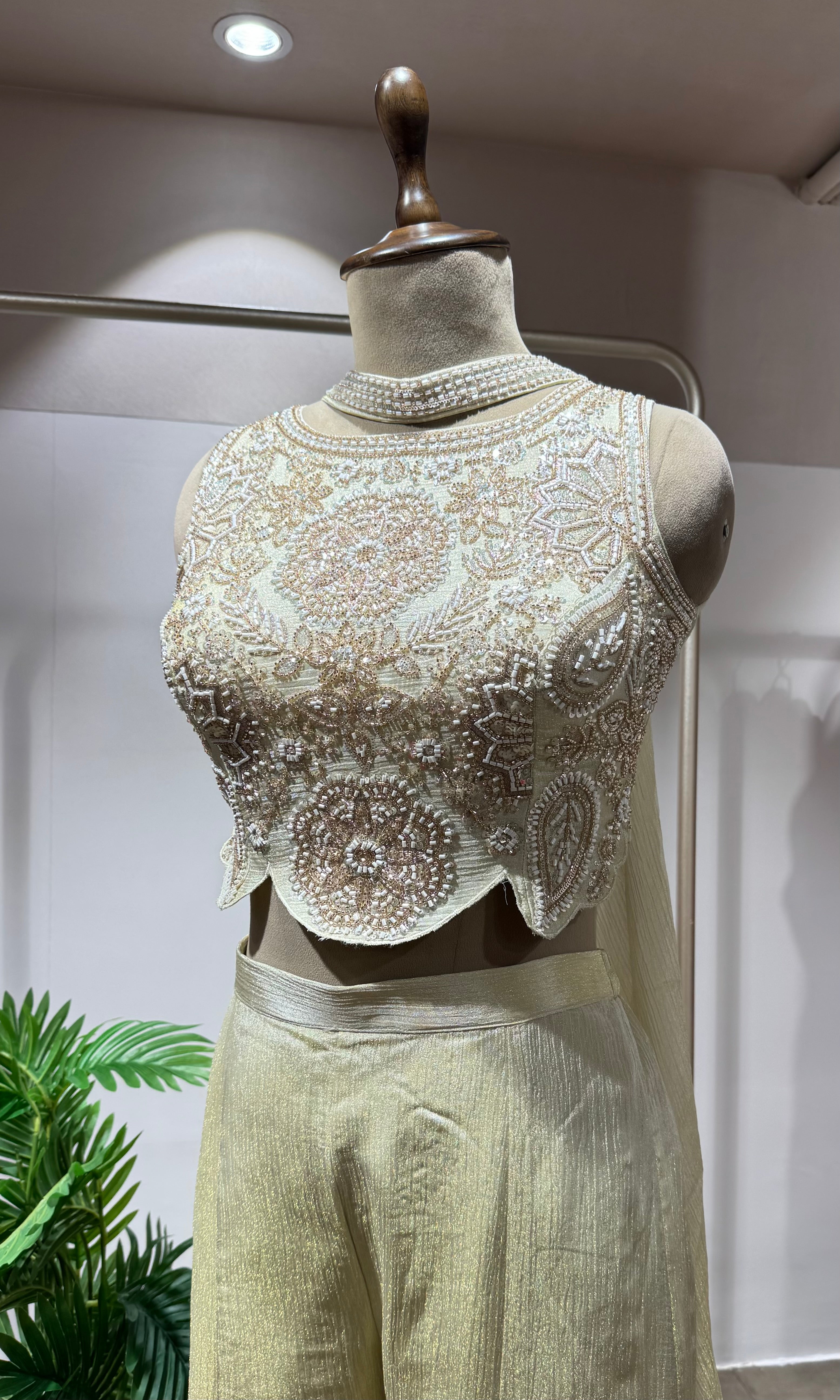 CREAM EMBROIDERY PALAZOO SET