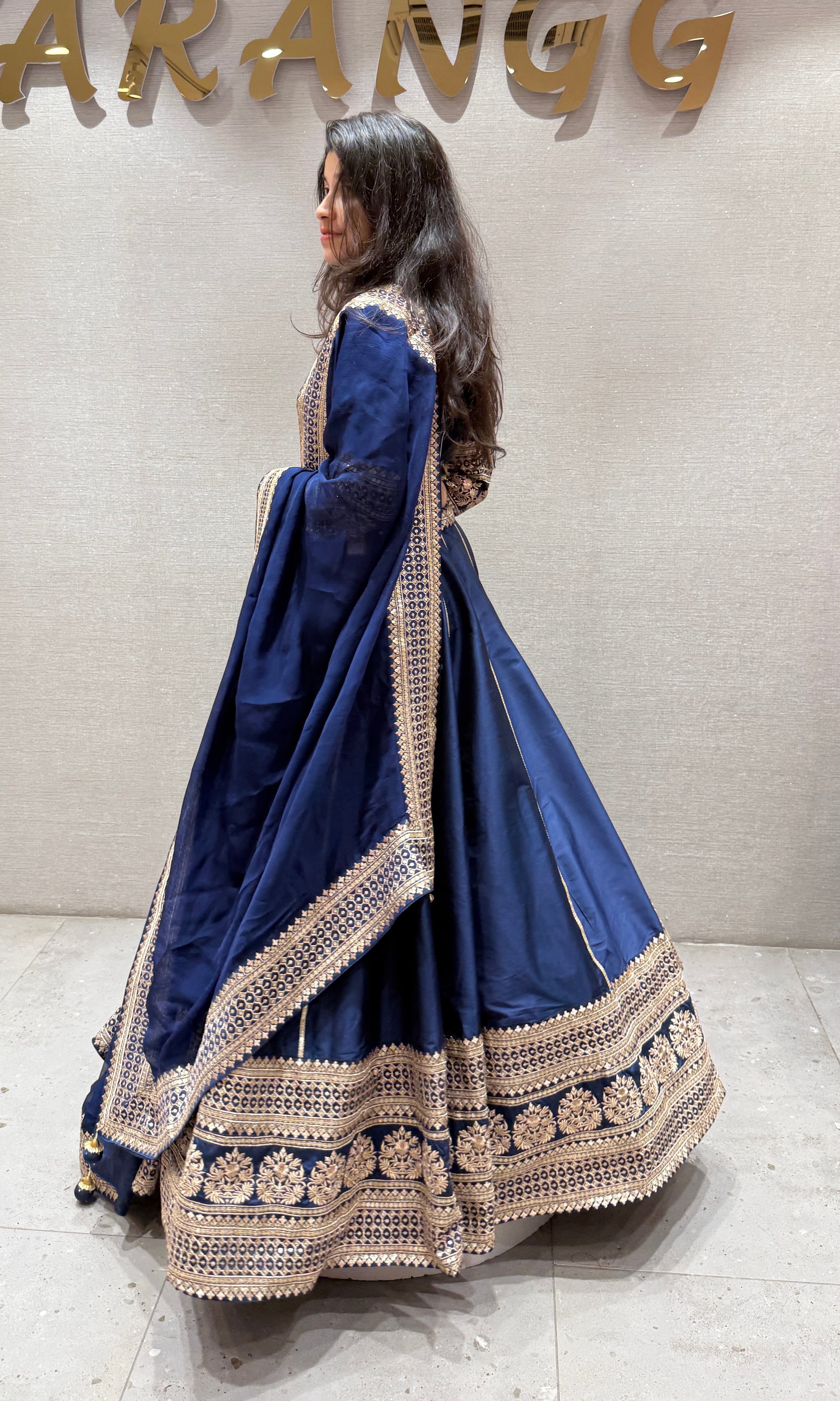 ROYAL BLUE RAW SILK LEHENGA