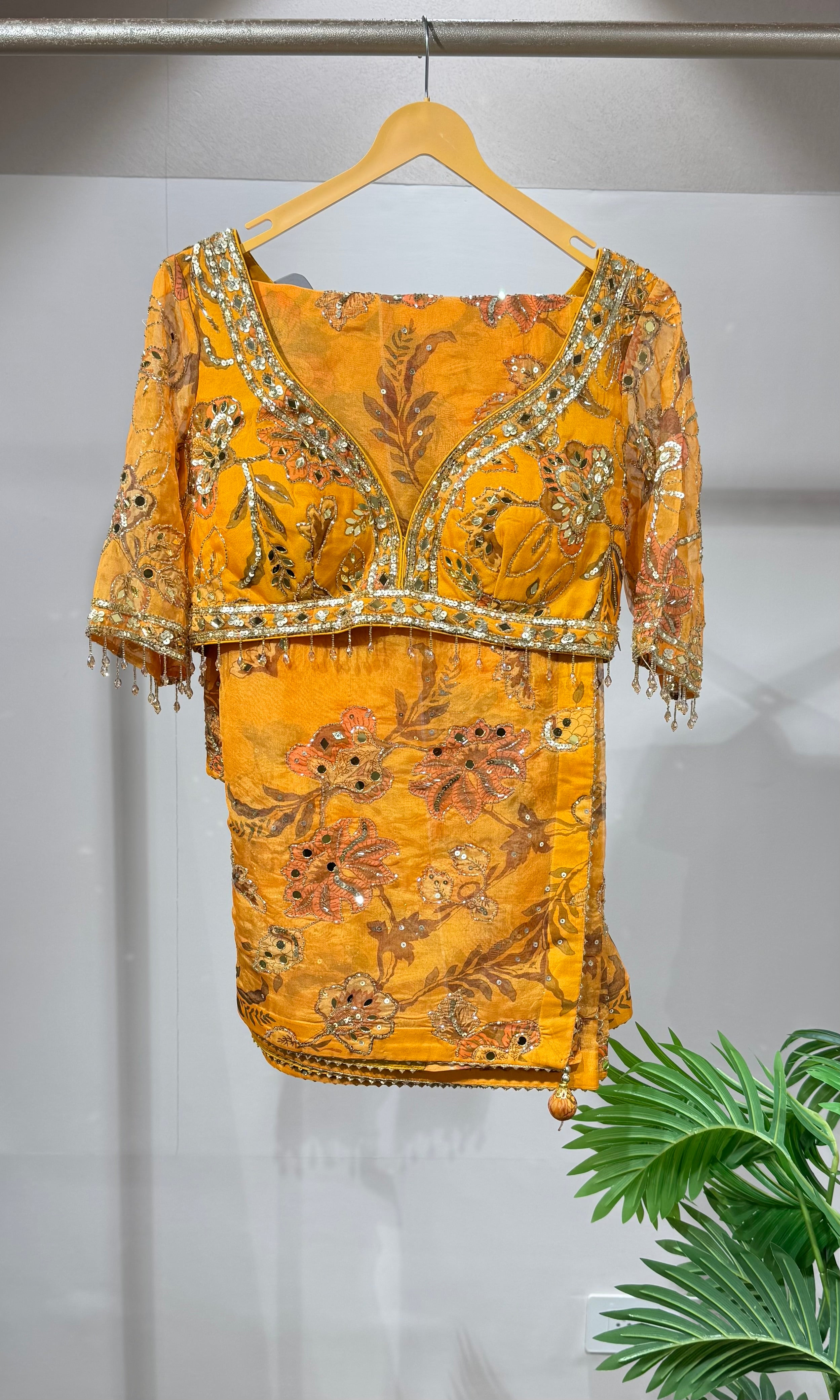Yellow DESIGNER saree with blouse