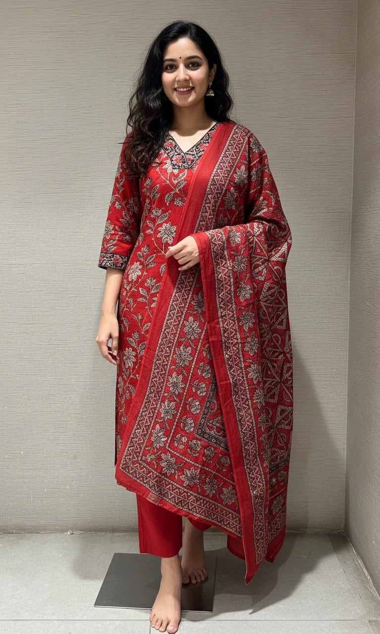 Maroon FLORAL PRINT kurta set