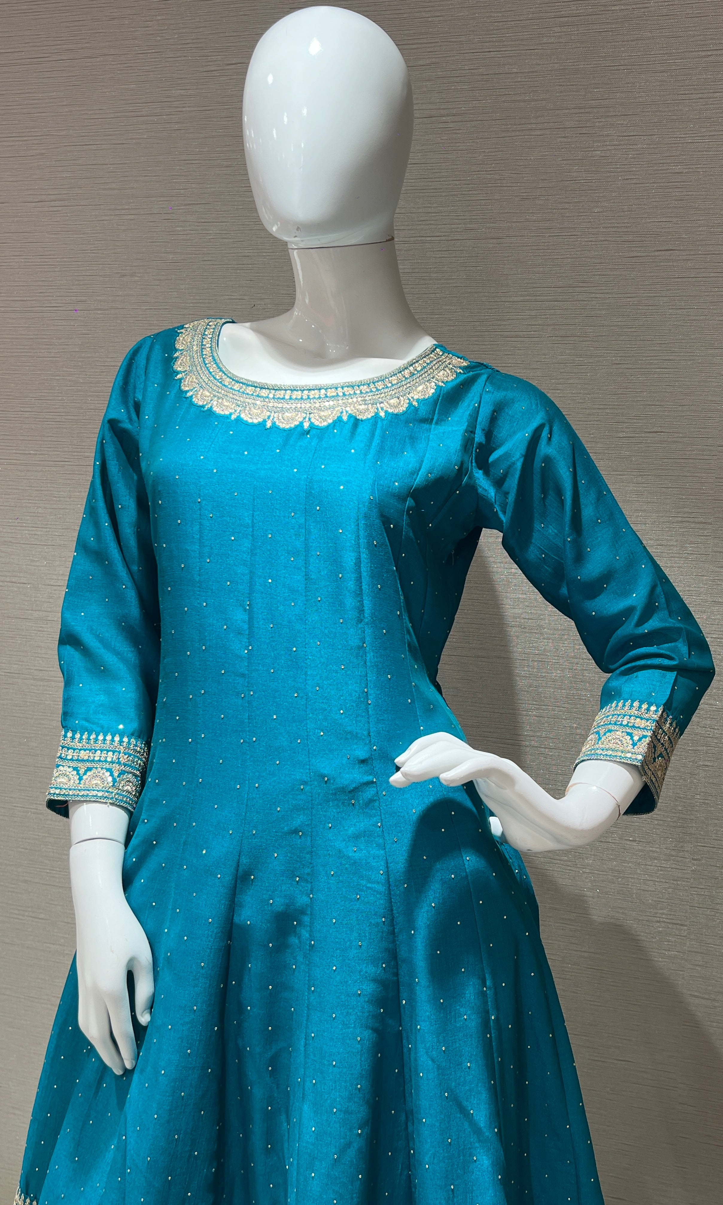 Blue Anarkali with palazzo pants