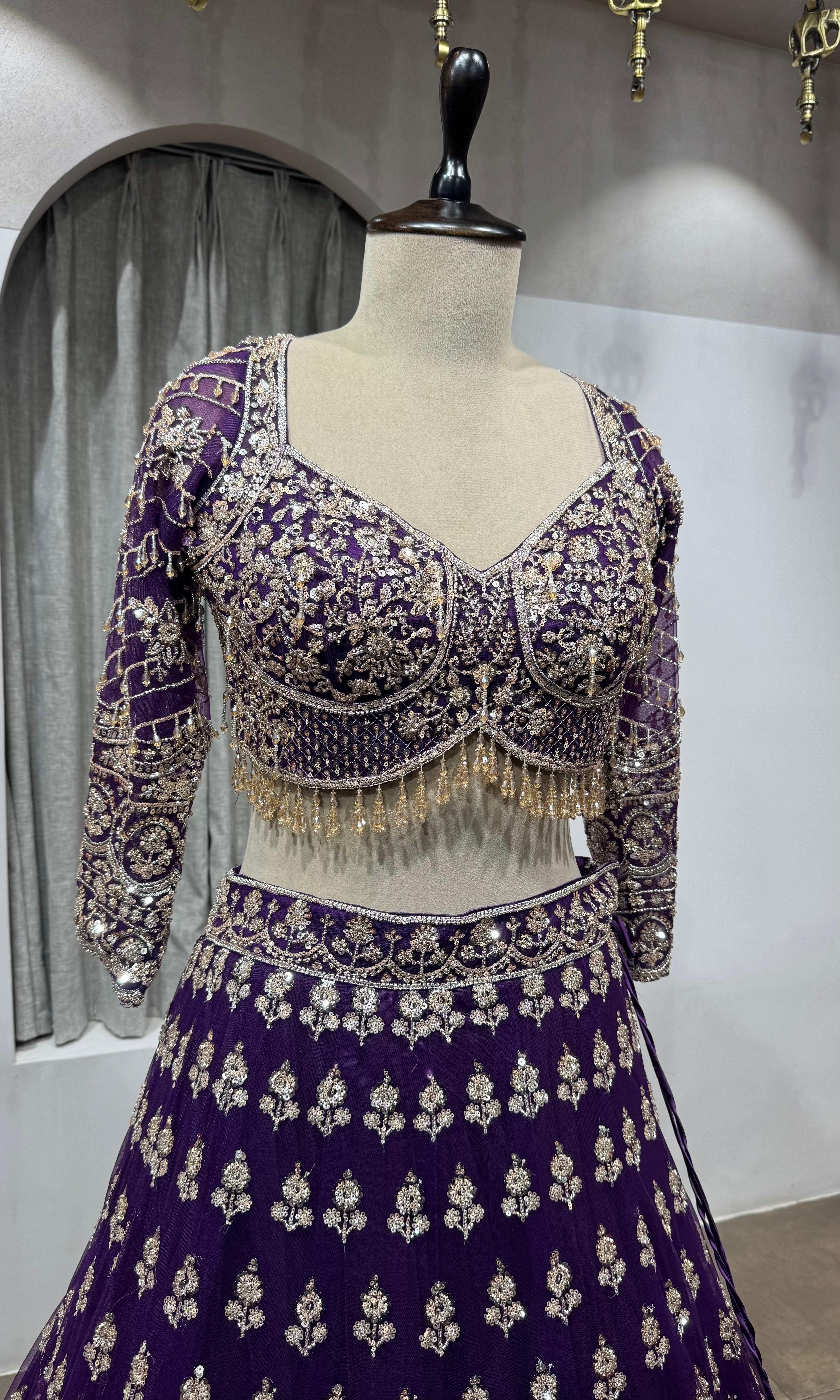 PURPLE intricate embroidered Lehenga set