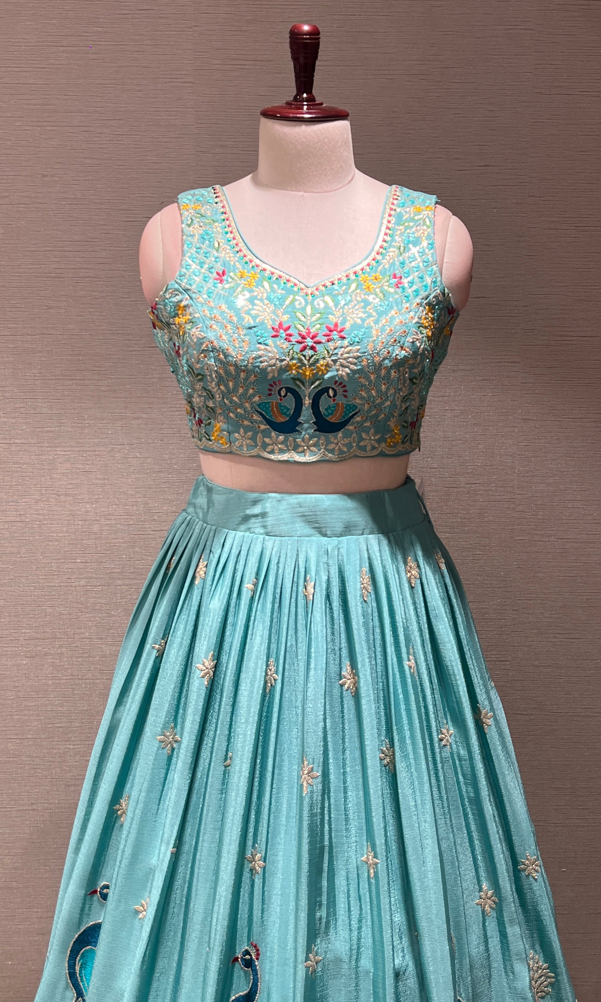 Blue Lehenga WITH PEACOCK DESIGN