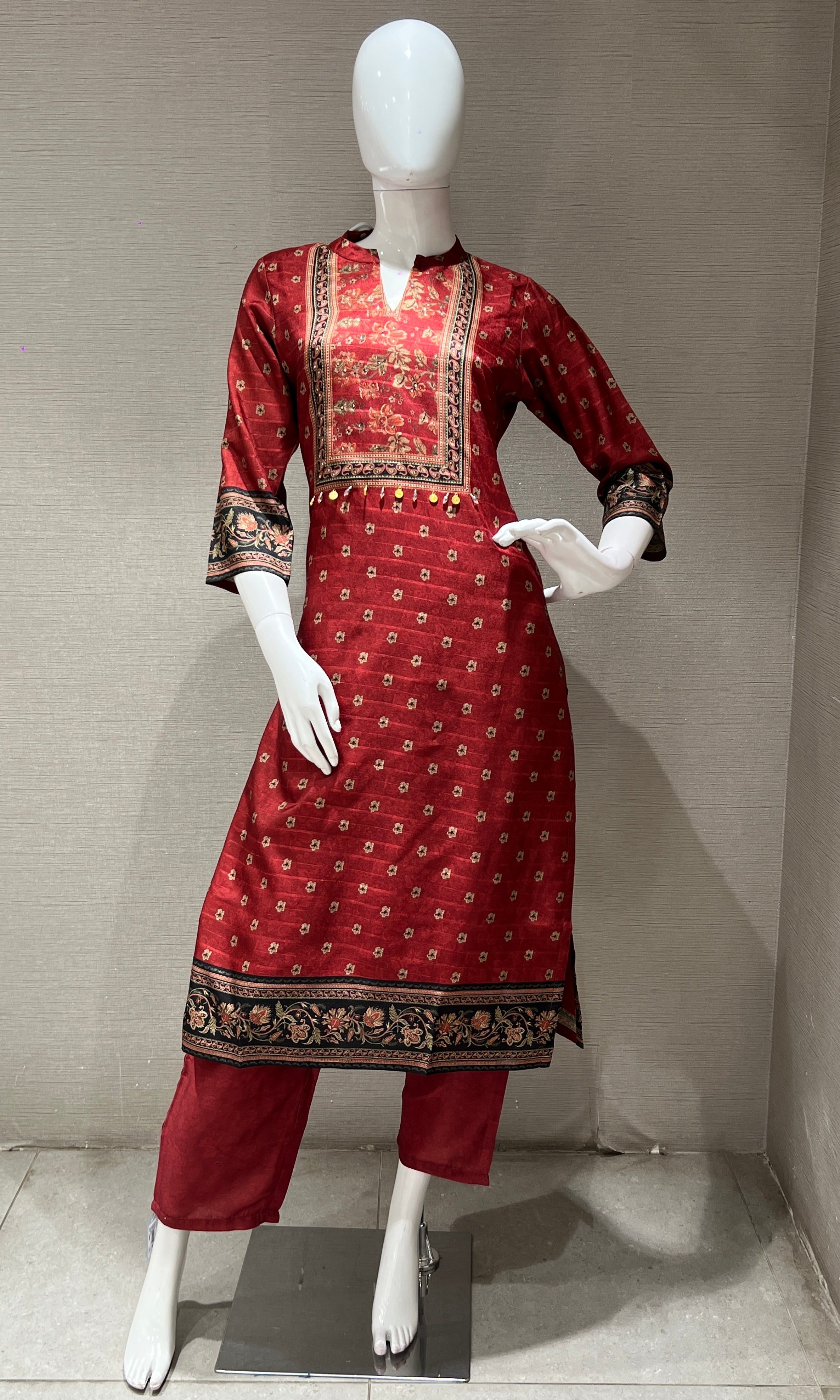 Rust printed kurta set