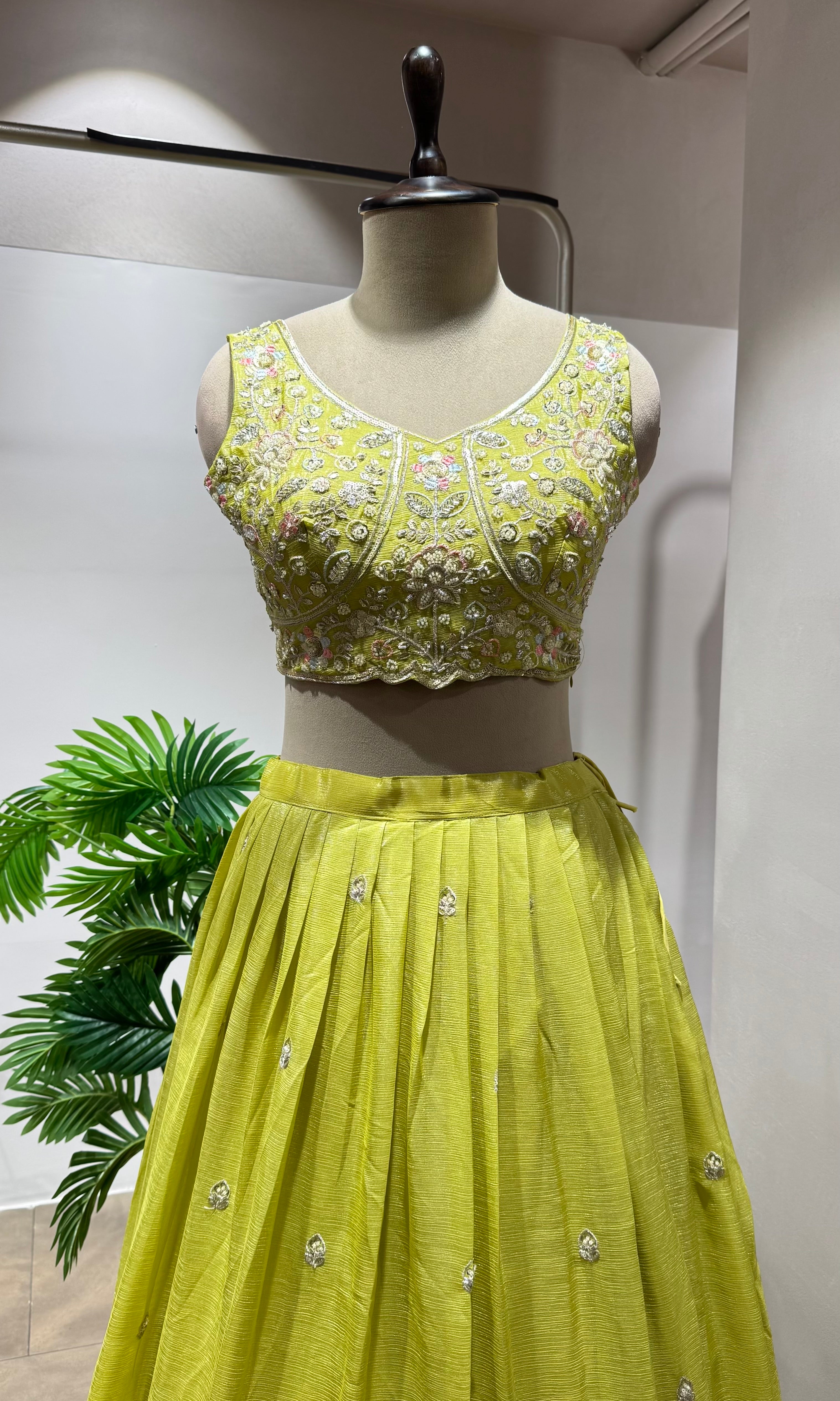 Green Lehenga with Embroidered Border