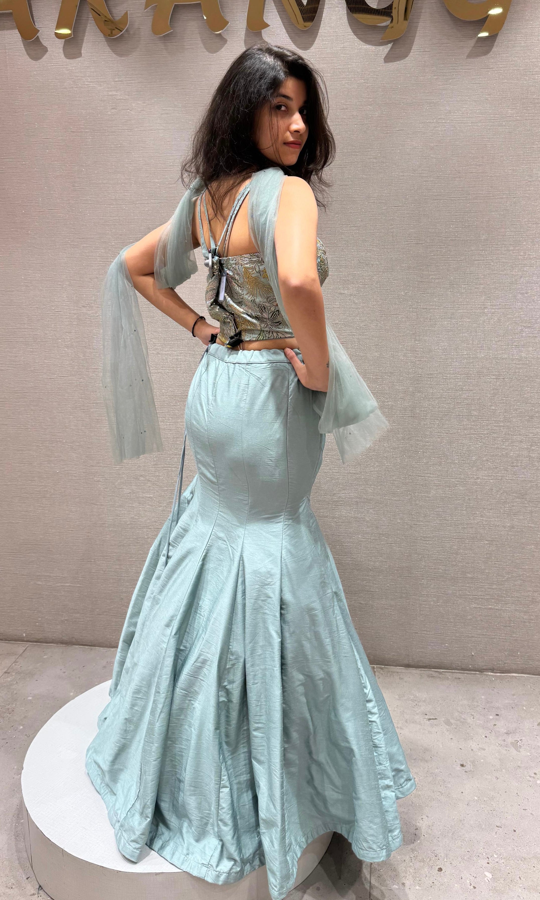 ICY MINT BLUE MERMAID LEHENGA SET