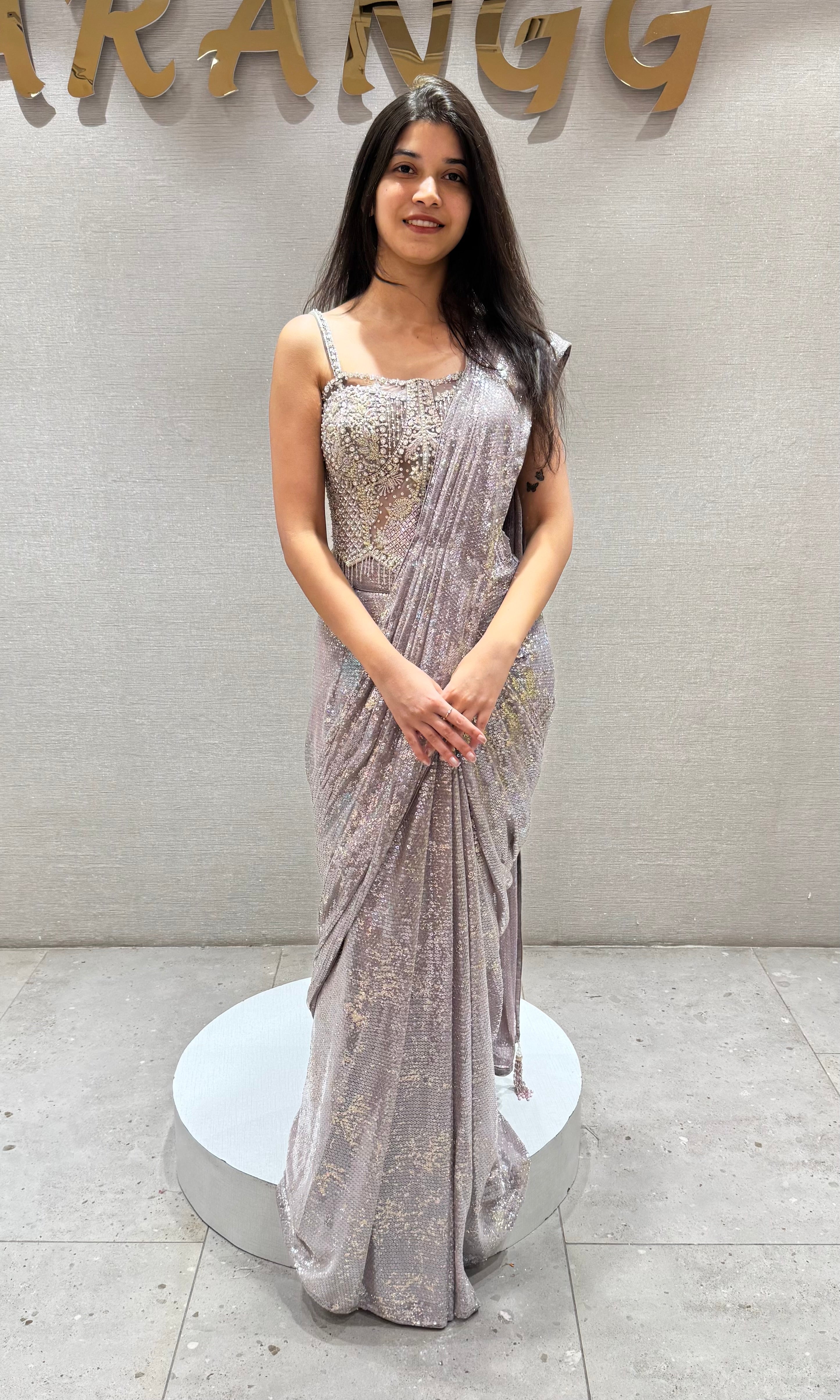 Light purple beaded corset DRAPE SAREE
