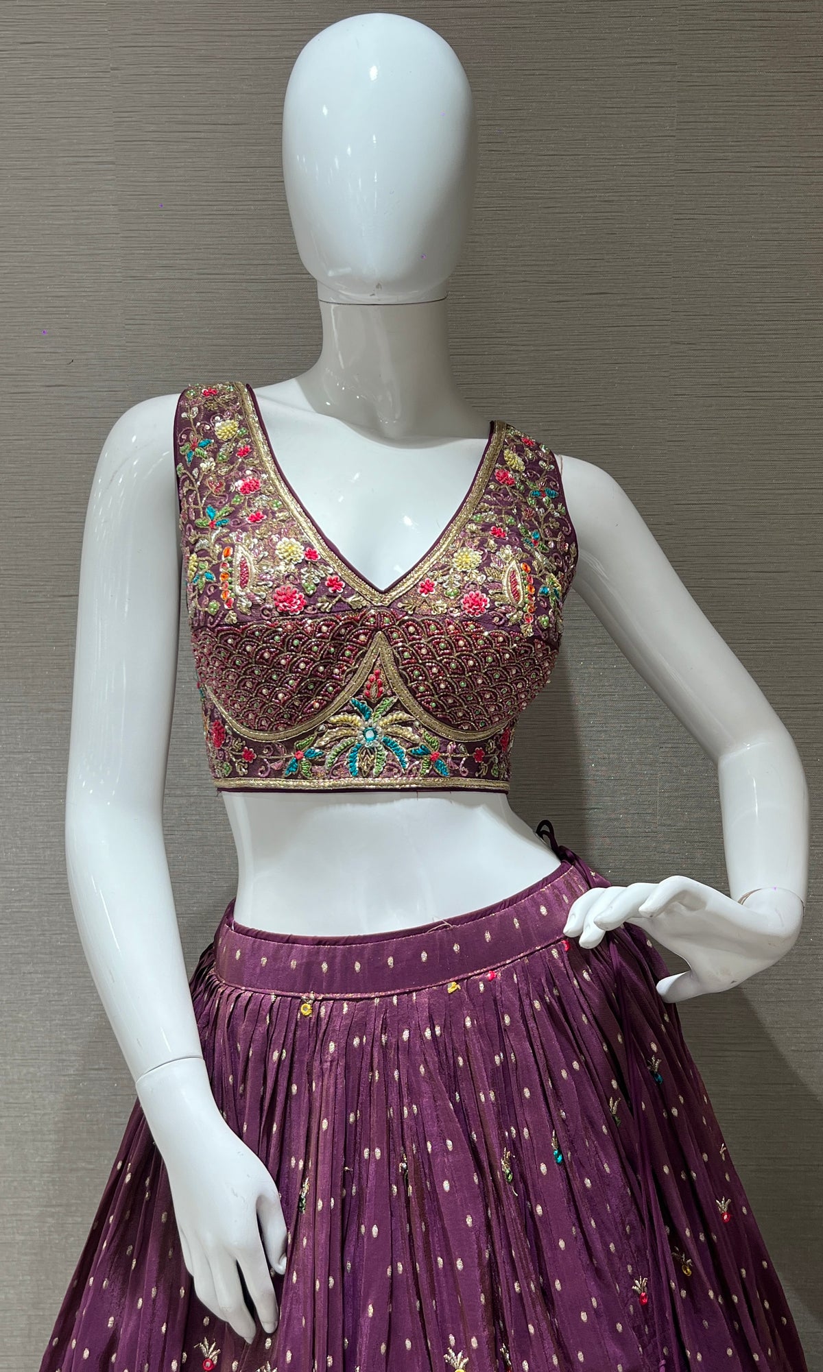 Purple Lehenga with Zari and Sequin Work