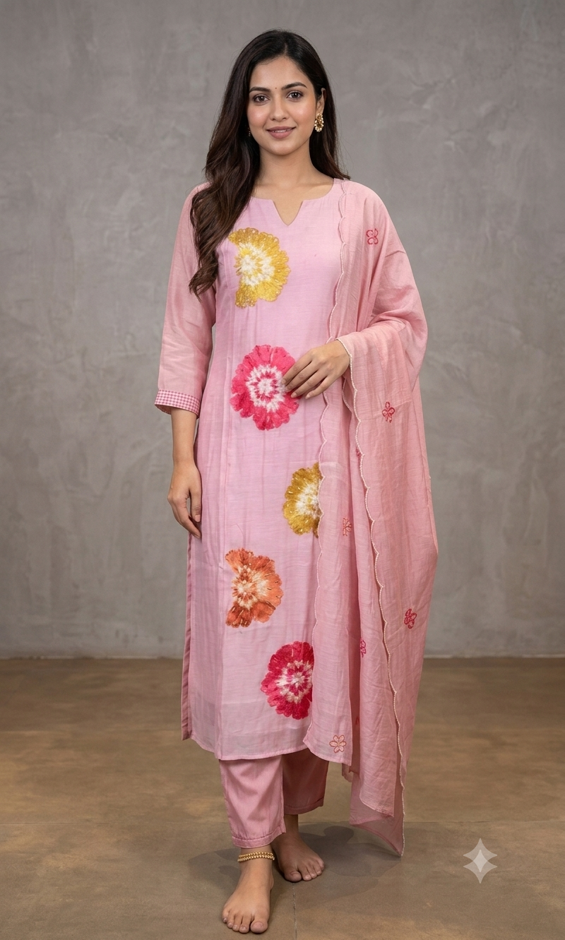 Pink Floral Printed Kurta Set