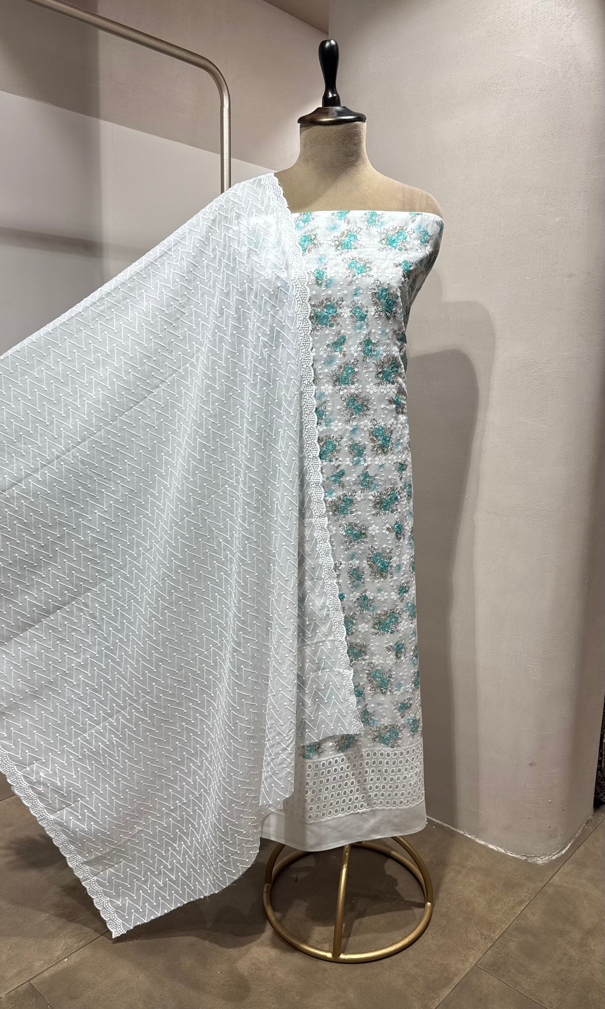 BLUE Floral dress material