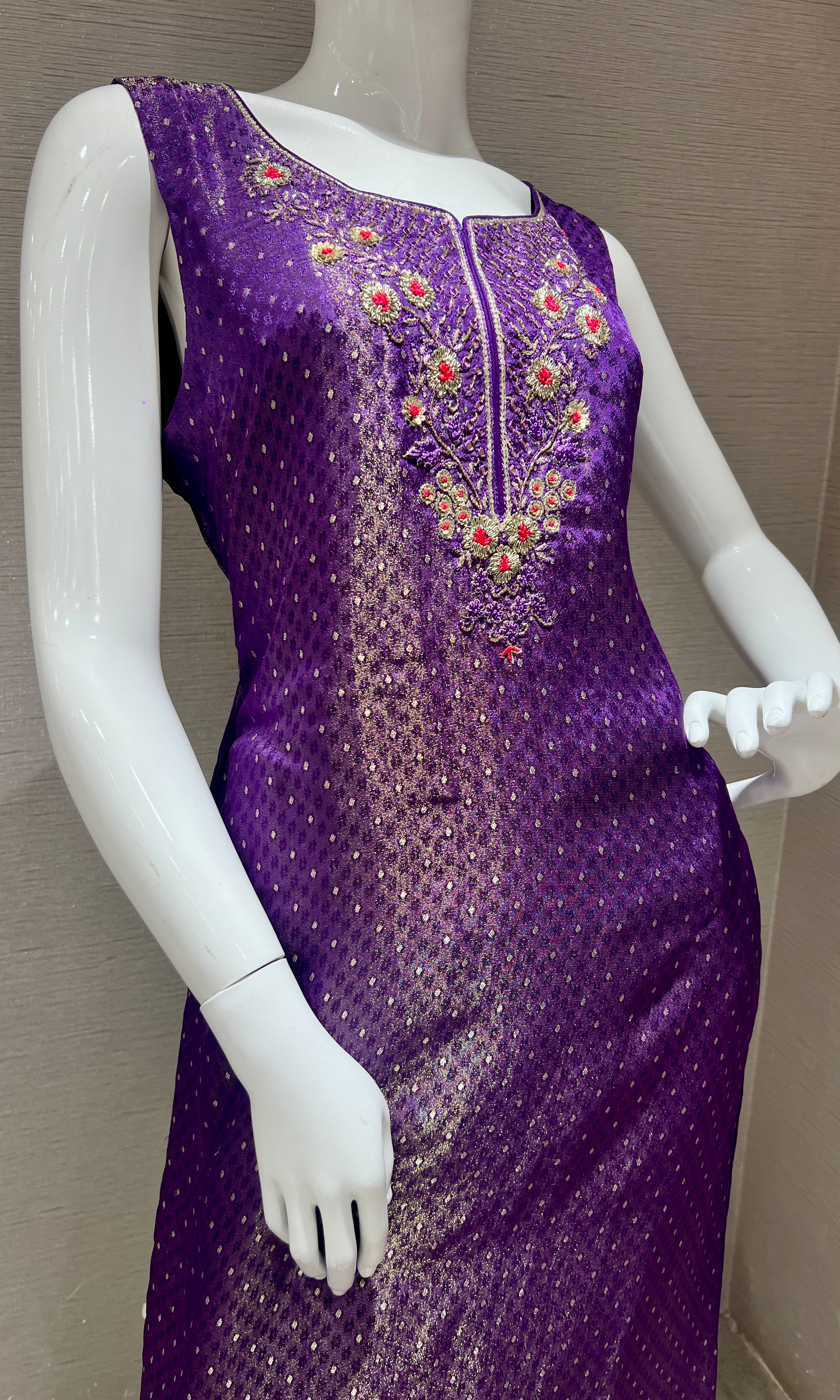 Purple Embroidered Banarasi Kurta Set