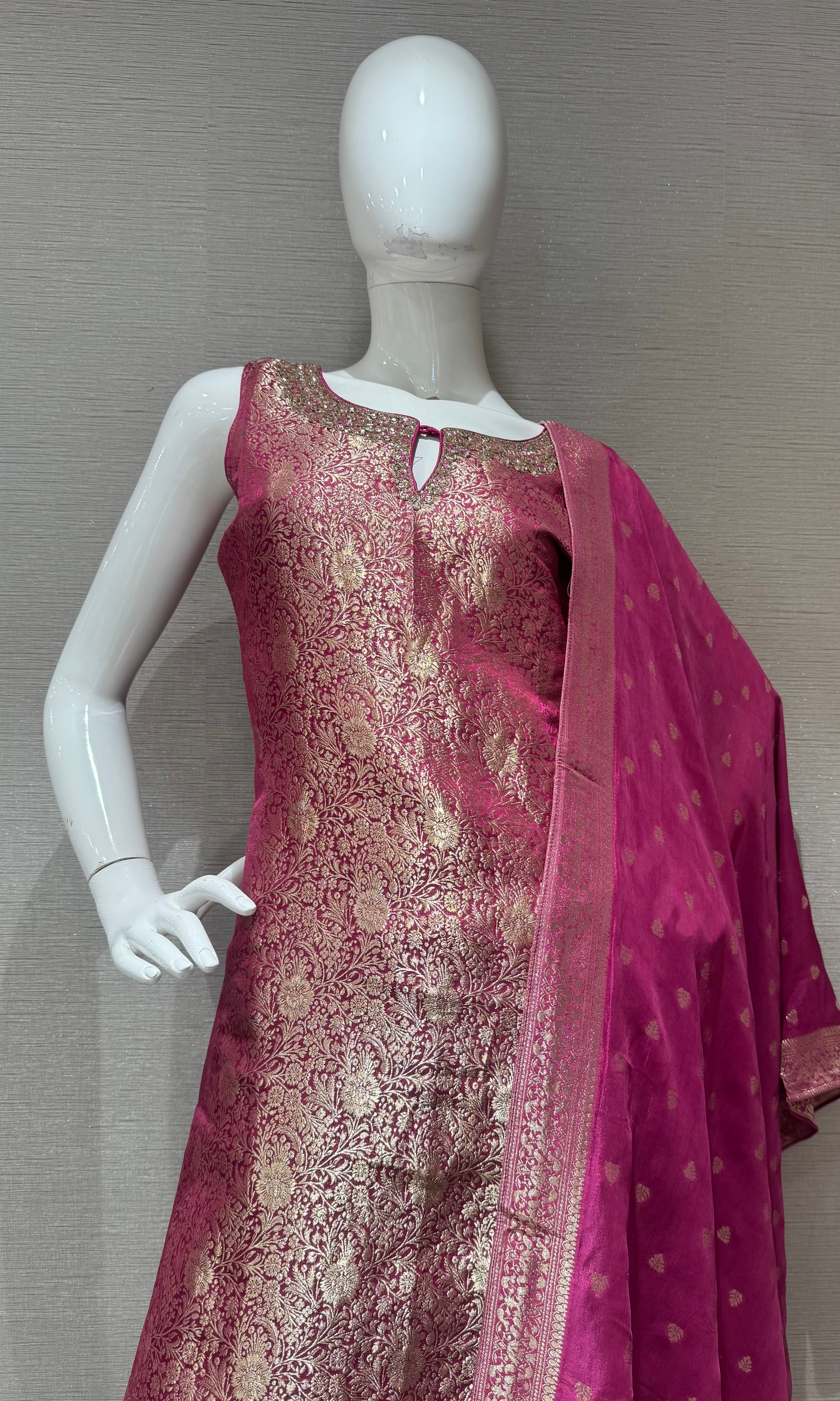 Violet Banarasi ethnic kurta set