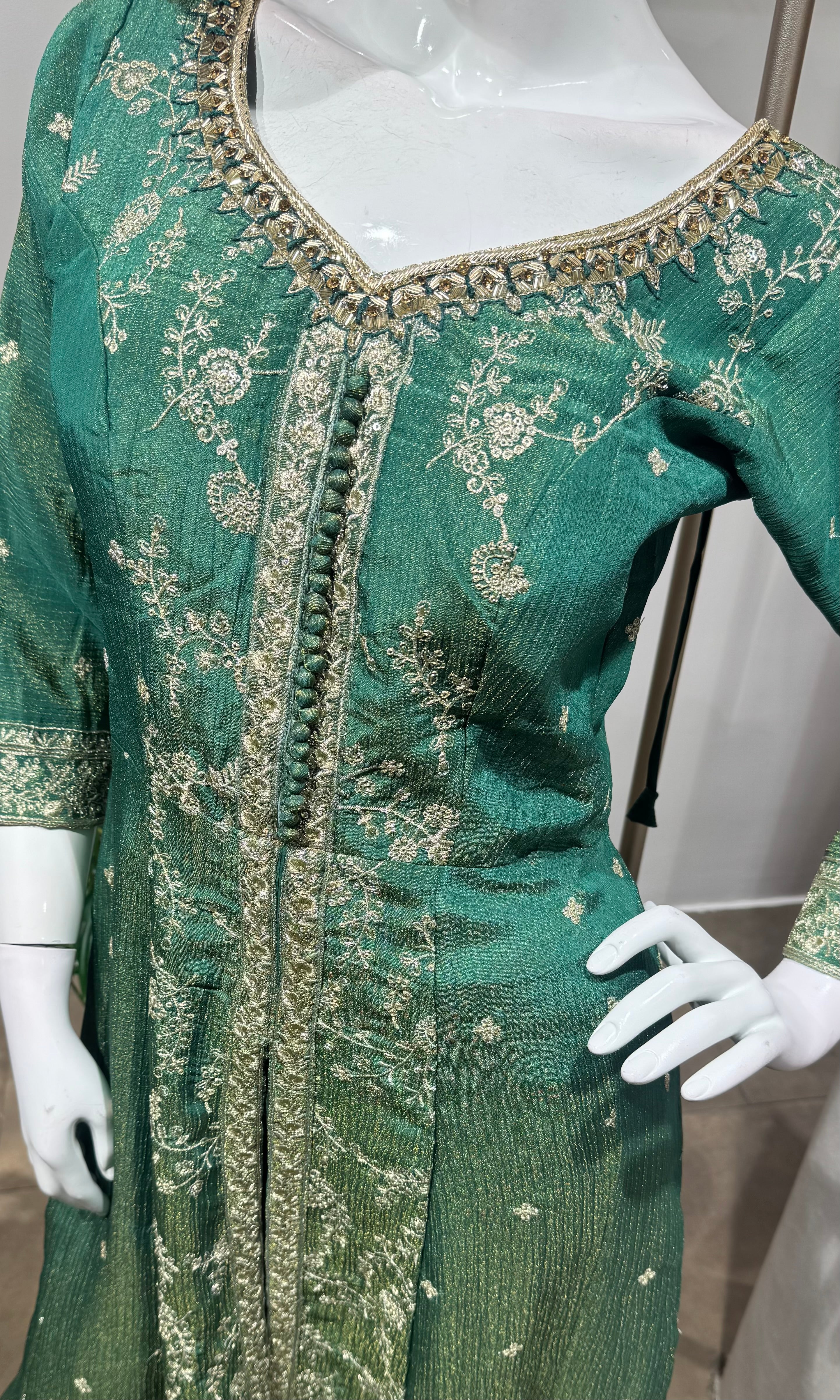 Green Embroidered Anarkali PALAZZO Set