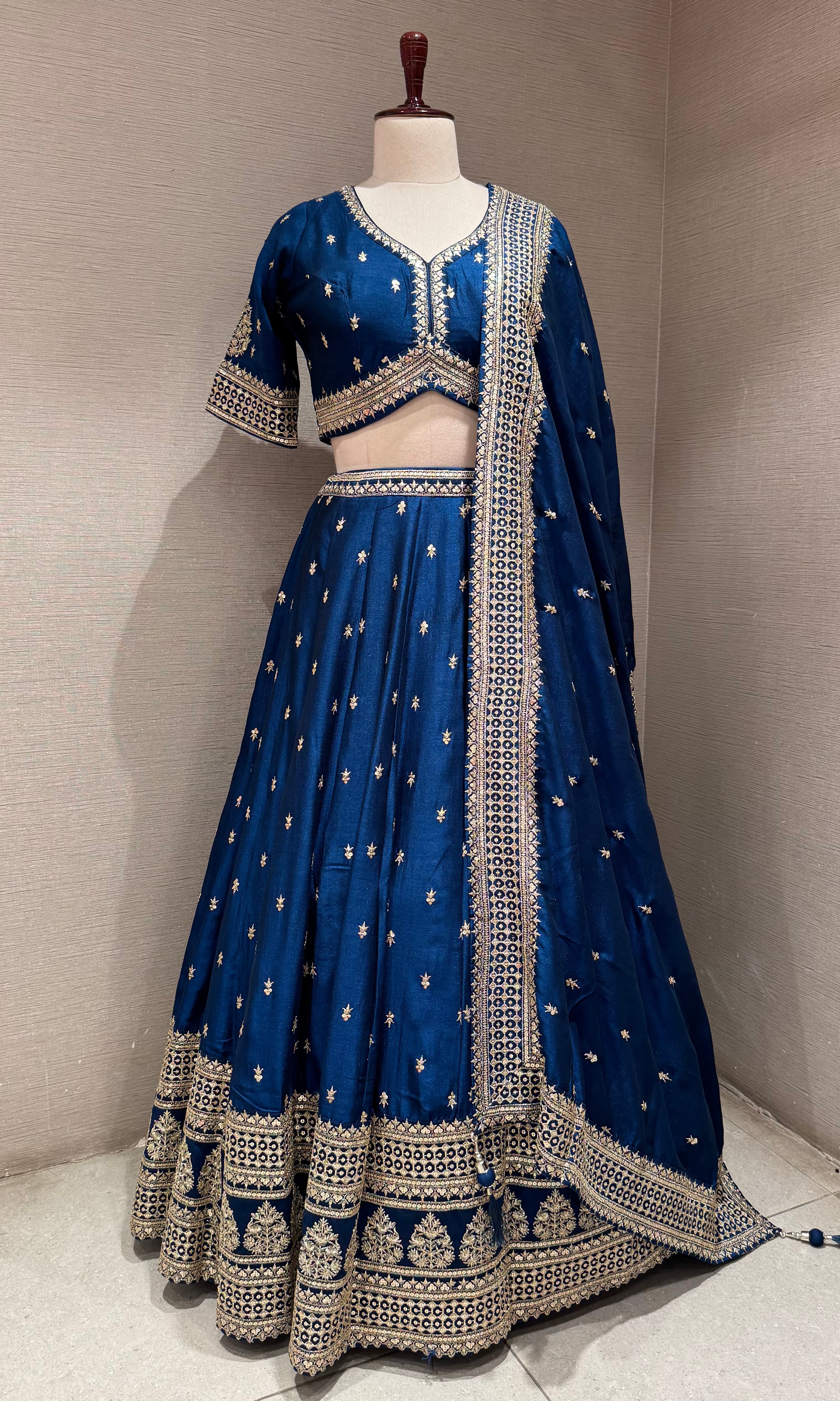 Blue Zari Embroidered Lehenga Choli