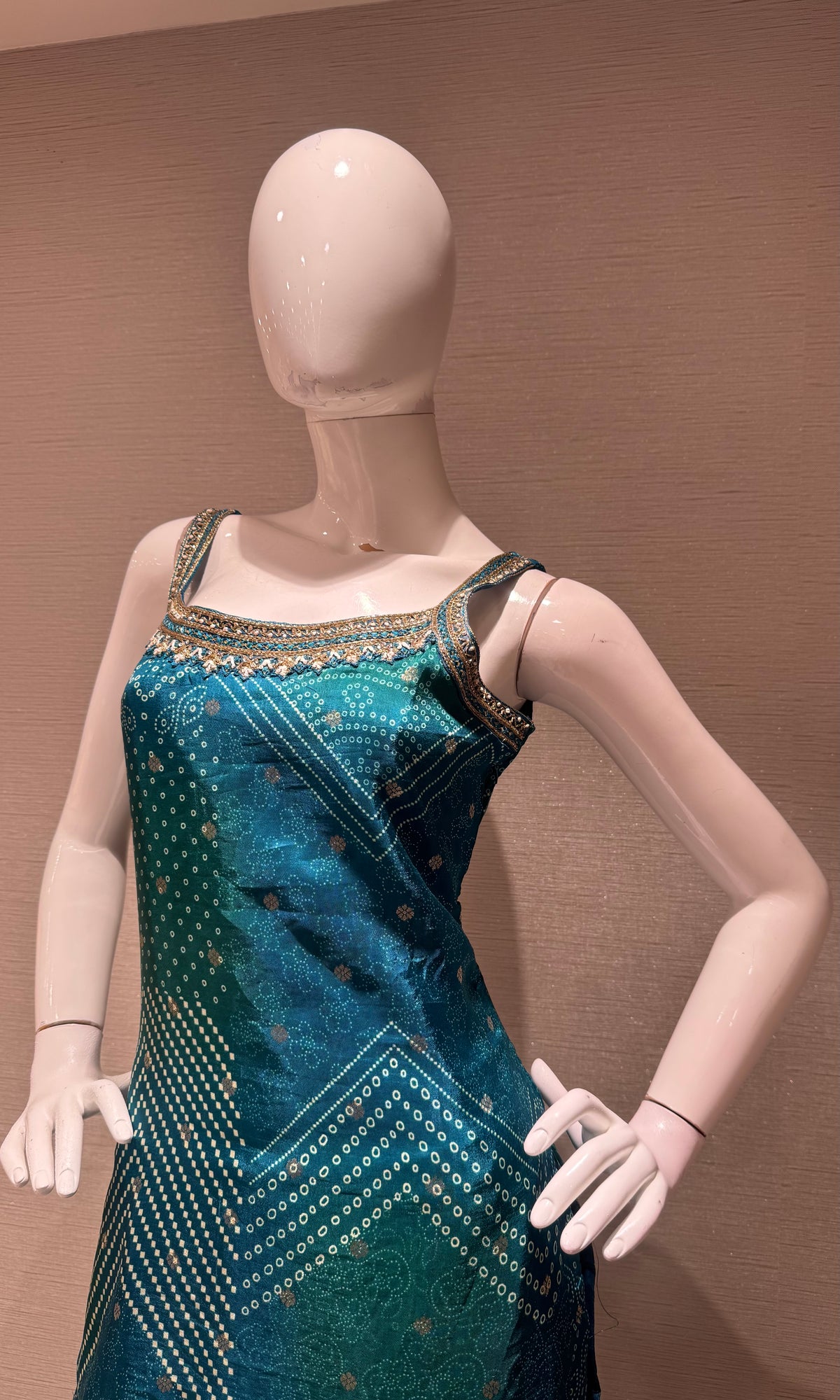 Blue Banarasi silk kurta set with dupatta