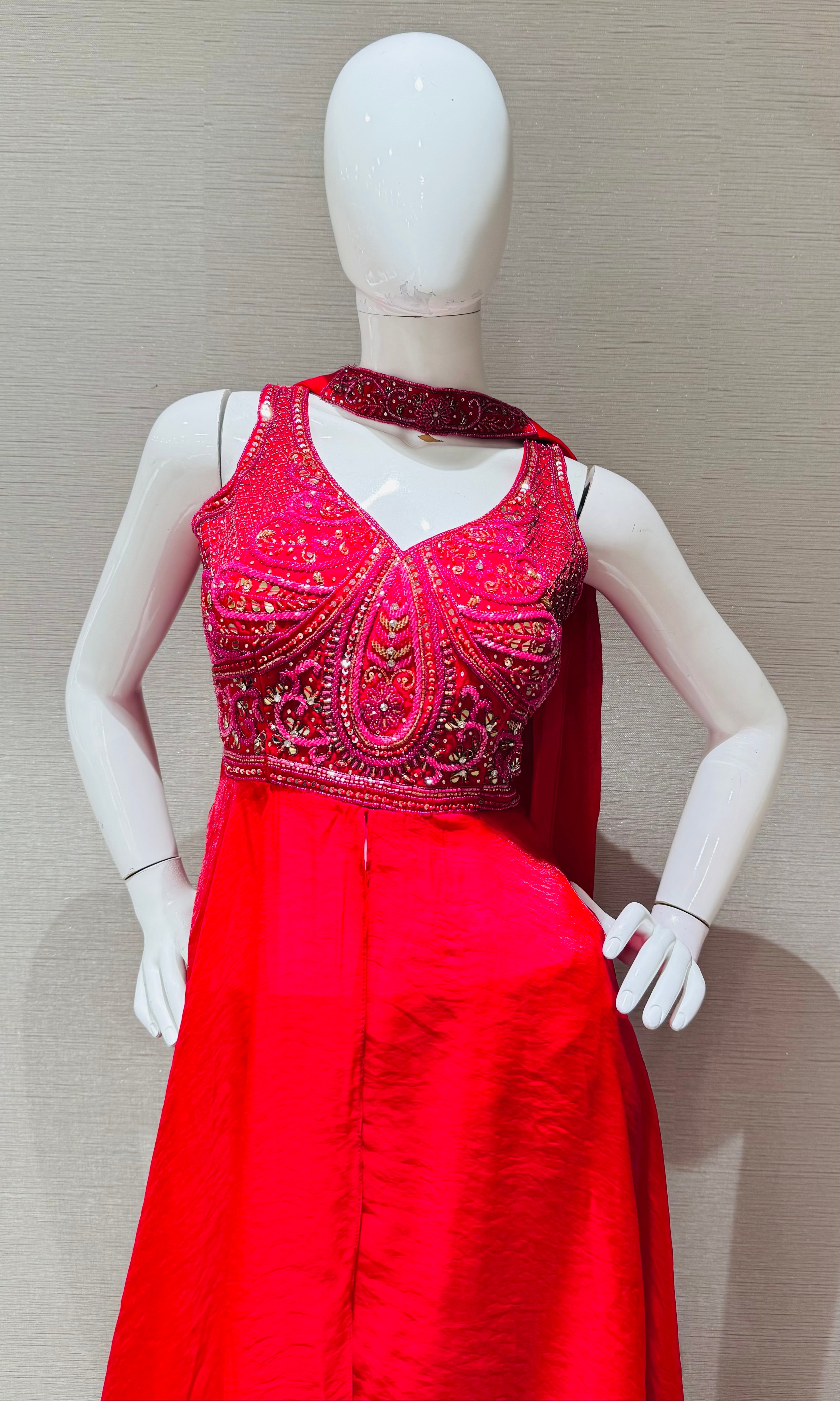 Rani Scarlet Embroidered Palazzo set