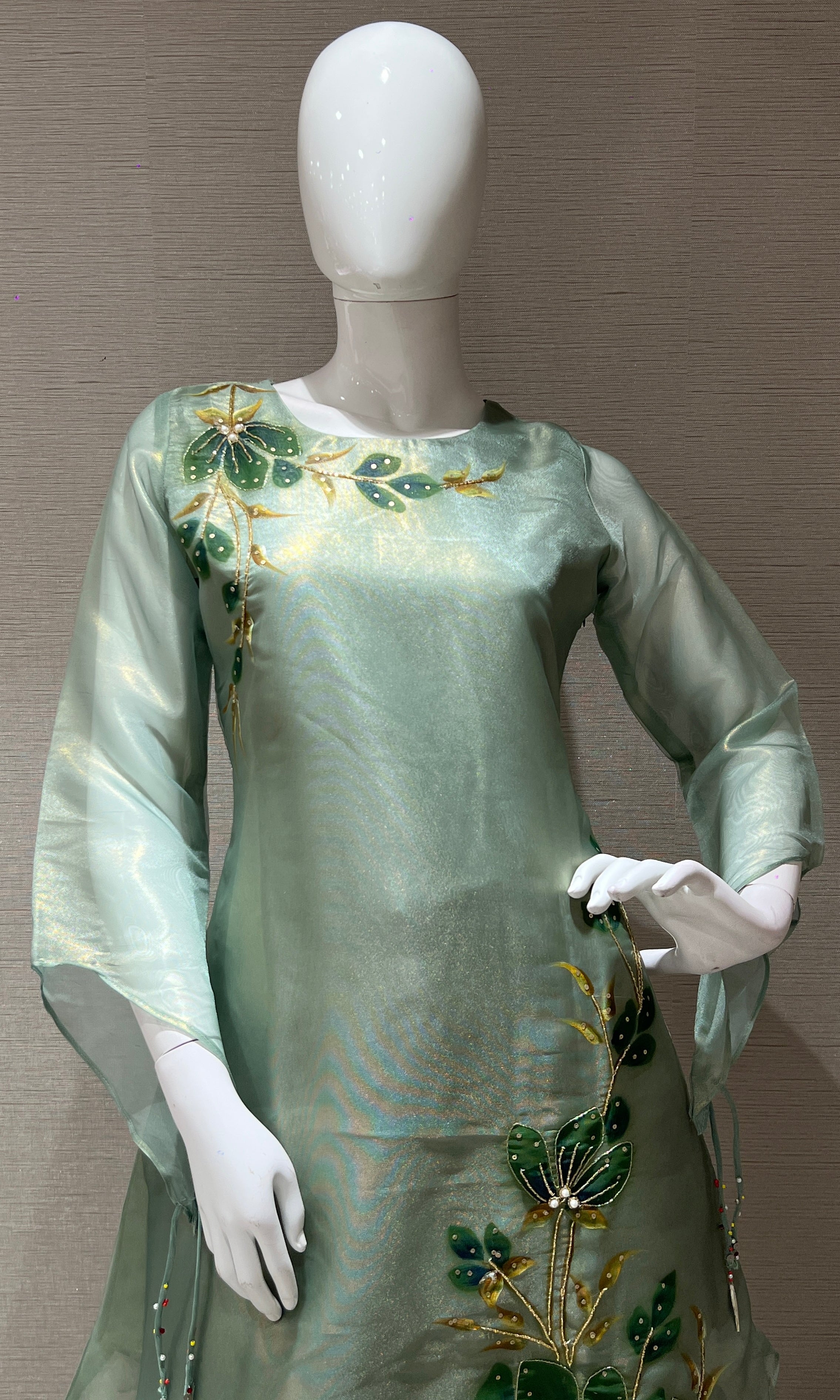 Sea Green Floral Cord Set