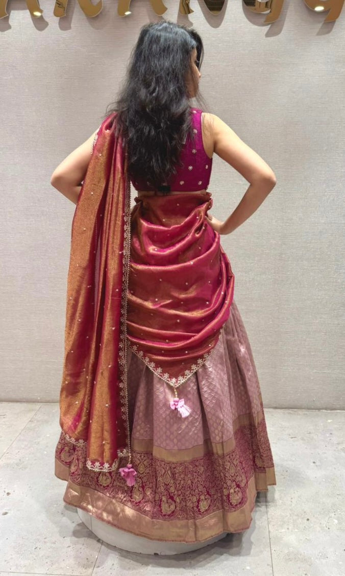 Lotus Pink Silk Pattu Lehenga