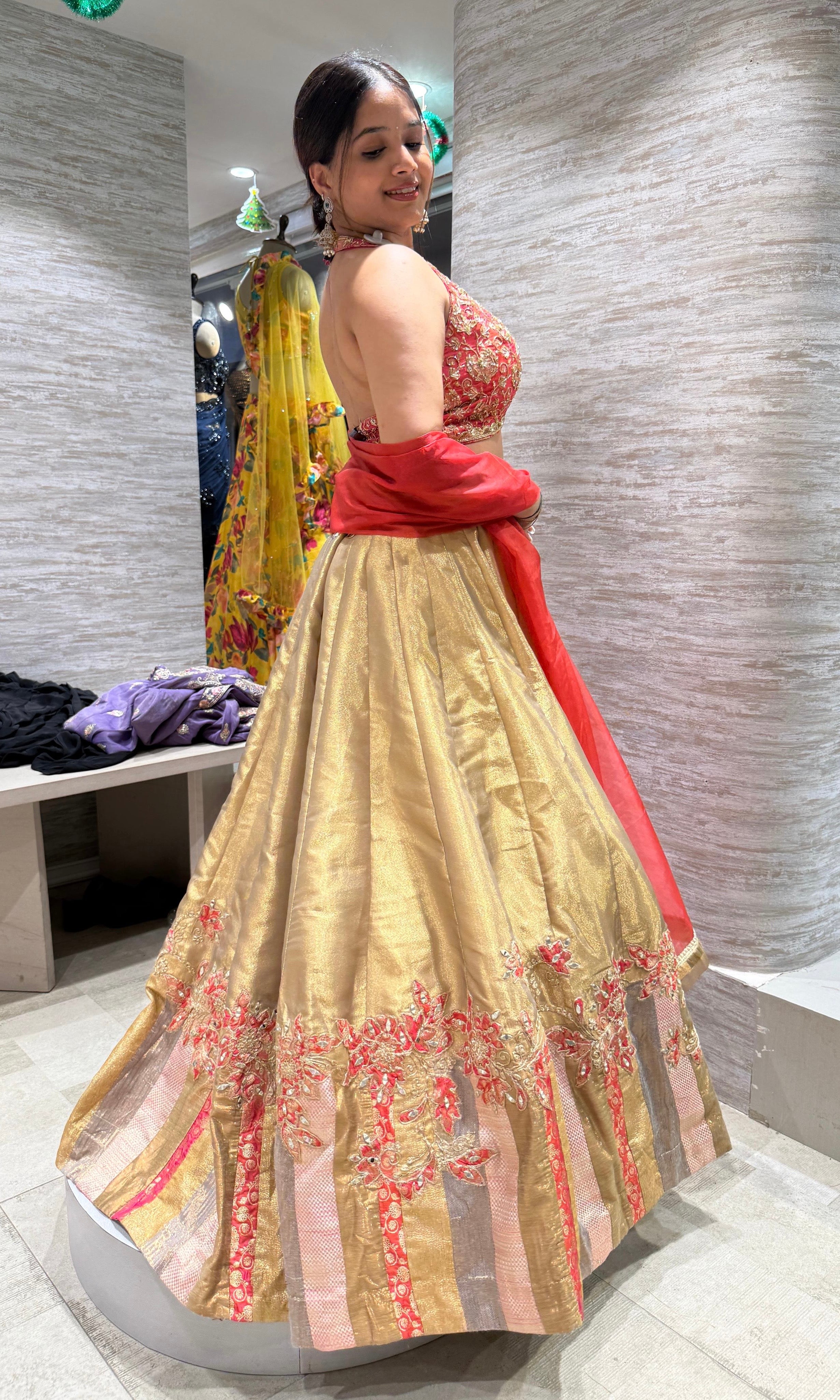 PINK and gold intricate embroiderY lehenga