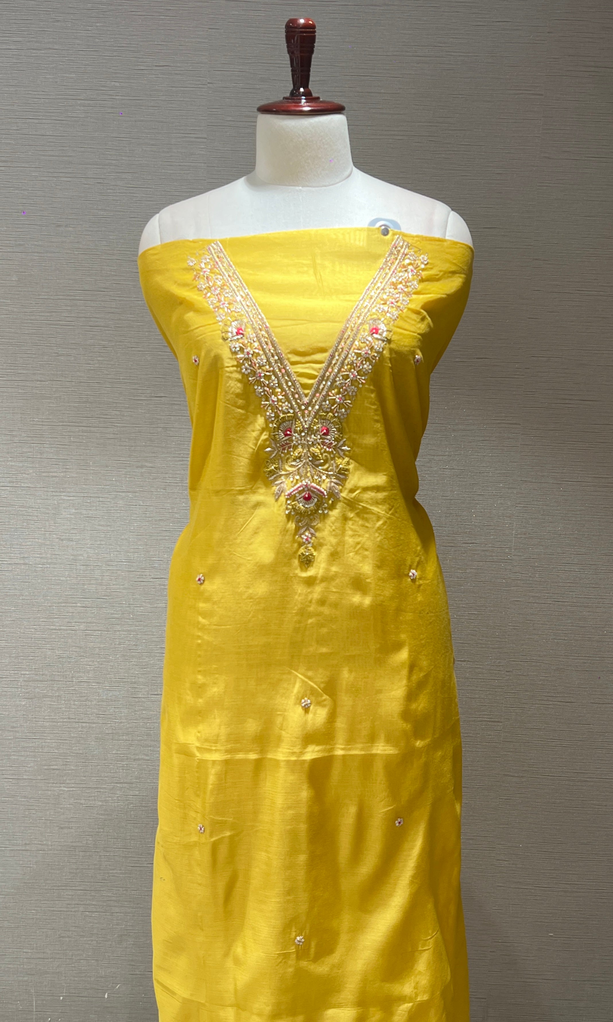 Yellow dress party wear dress material