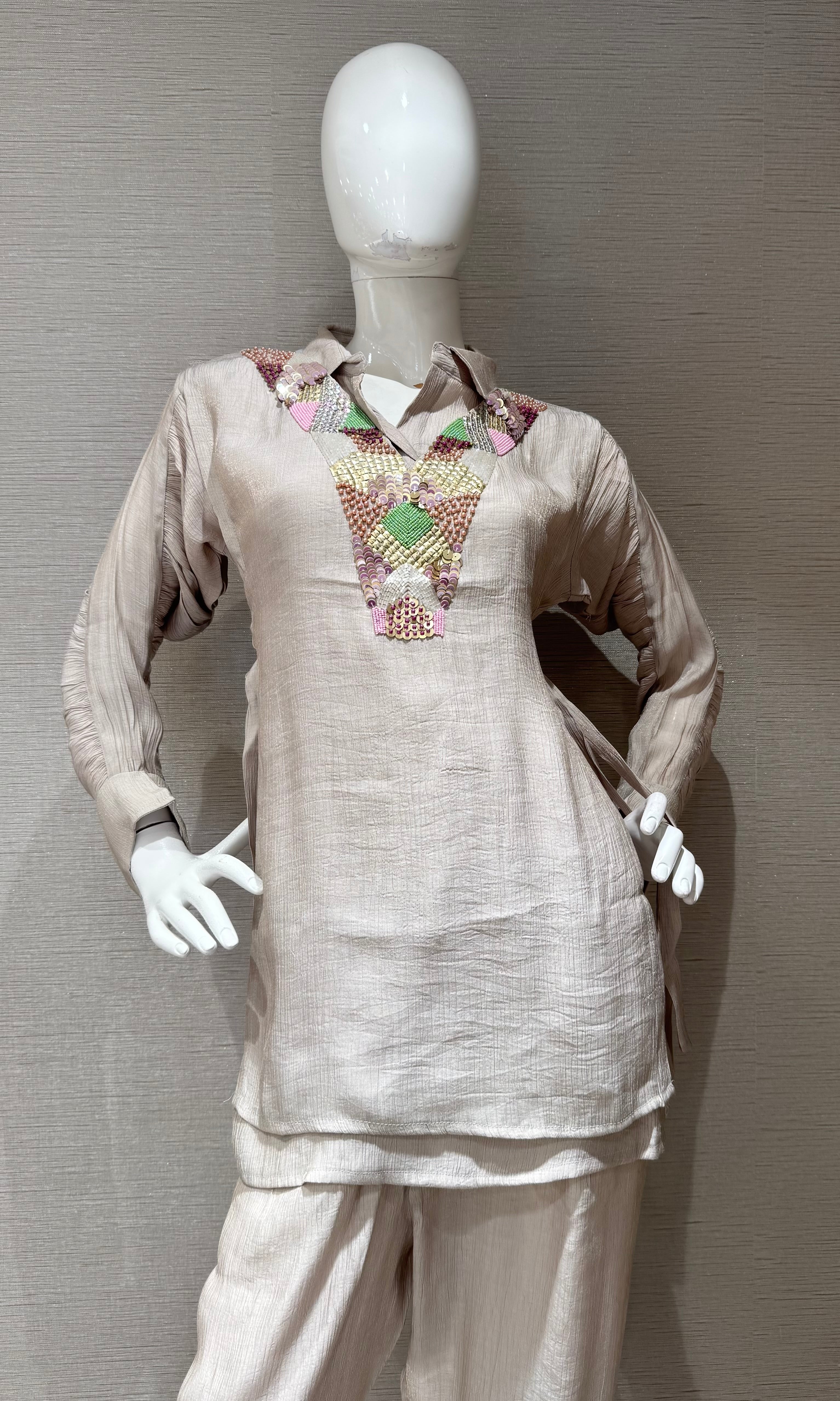 Fawn Embroidered Tunic Linen Co-Ord Set