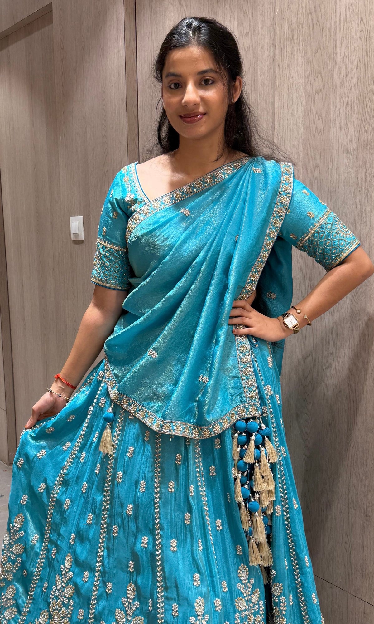 Blue Lehenga with zari wok Embroidery