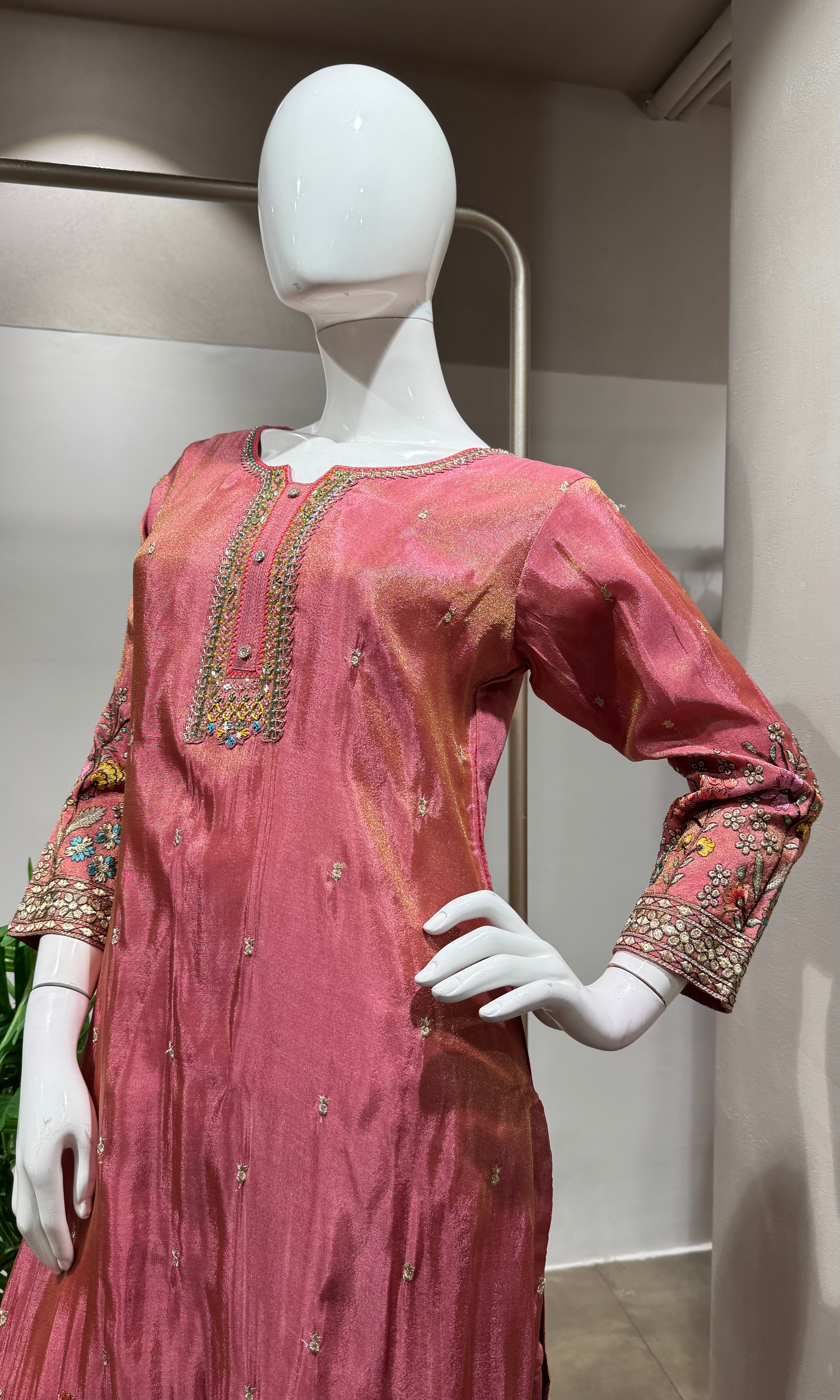 LIGHT Pink EMBROIDERED Printed Kurta Set