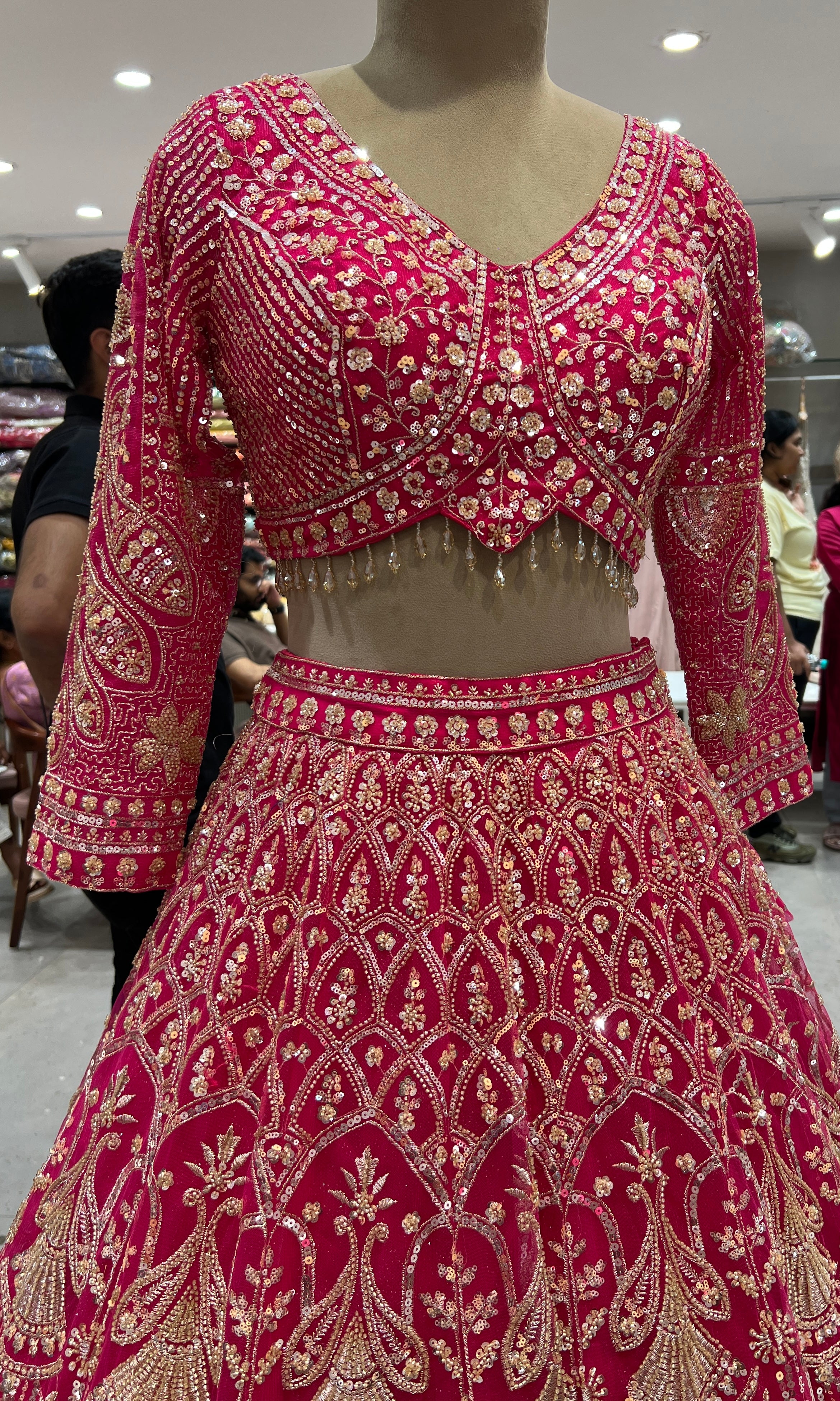 Pink GOLDEN EMBROIDERED LEHENGA