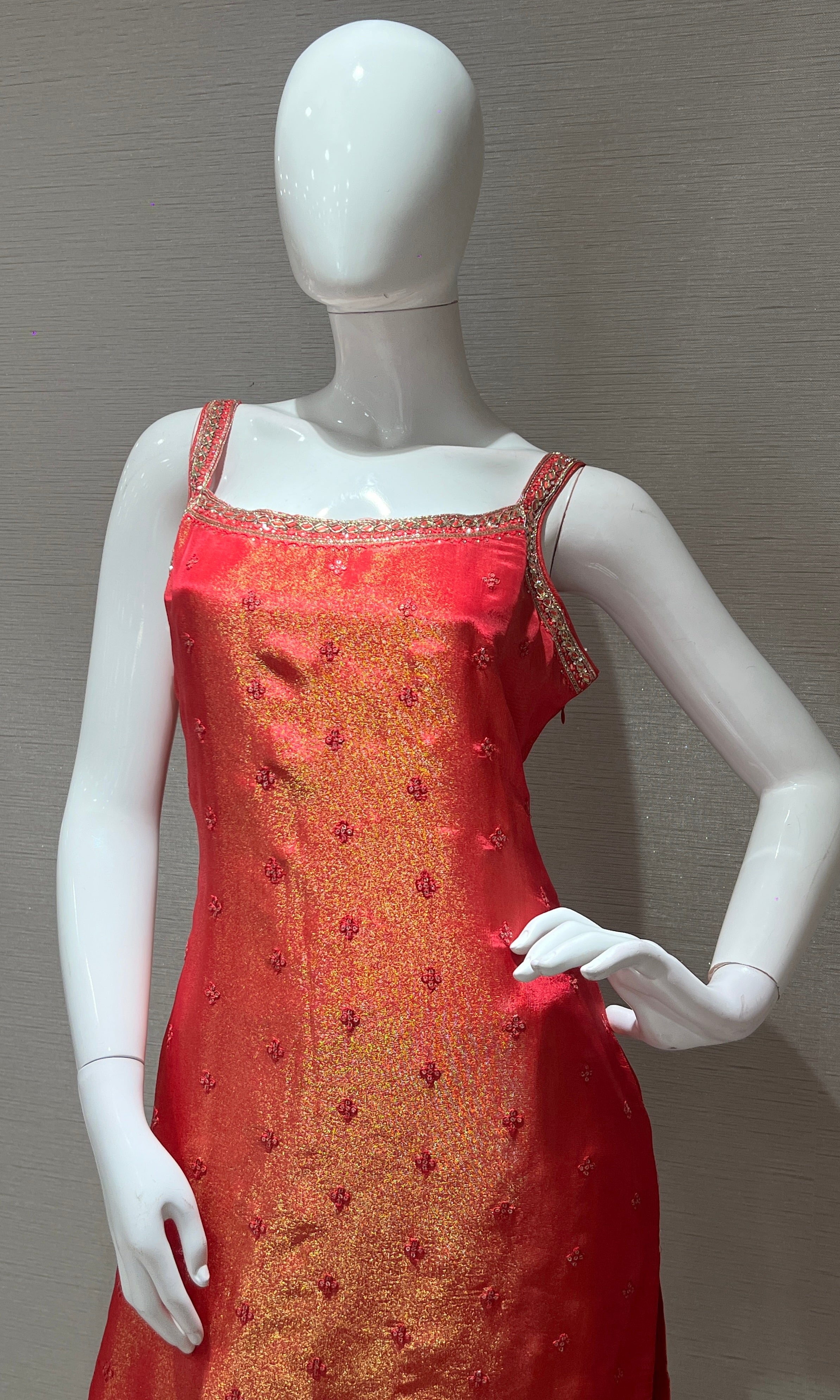 pink and gold Embellished kurta set