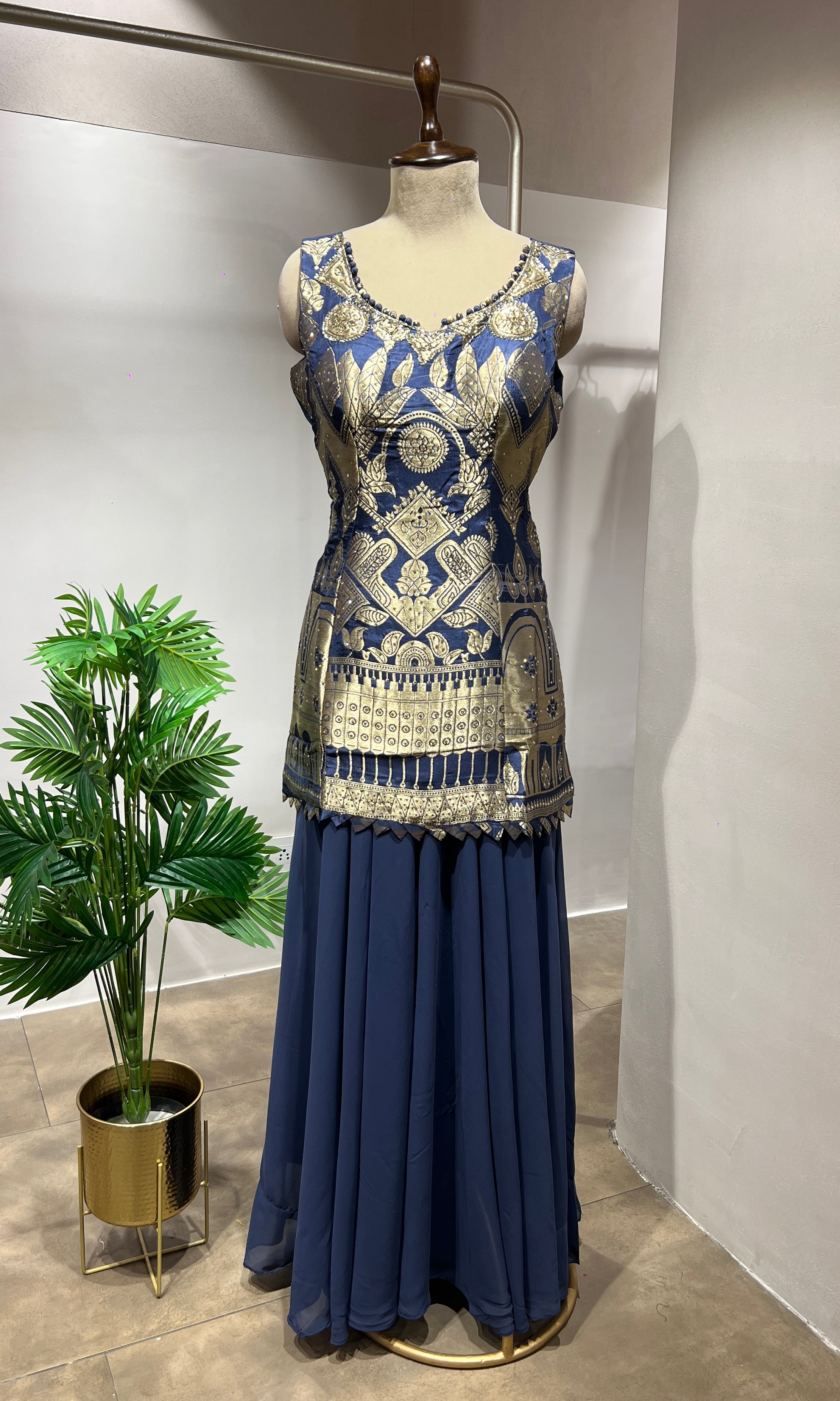 TEAL Blue Georgette Sharara Set & Dupatta