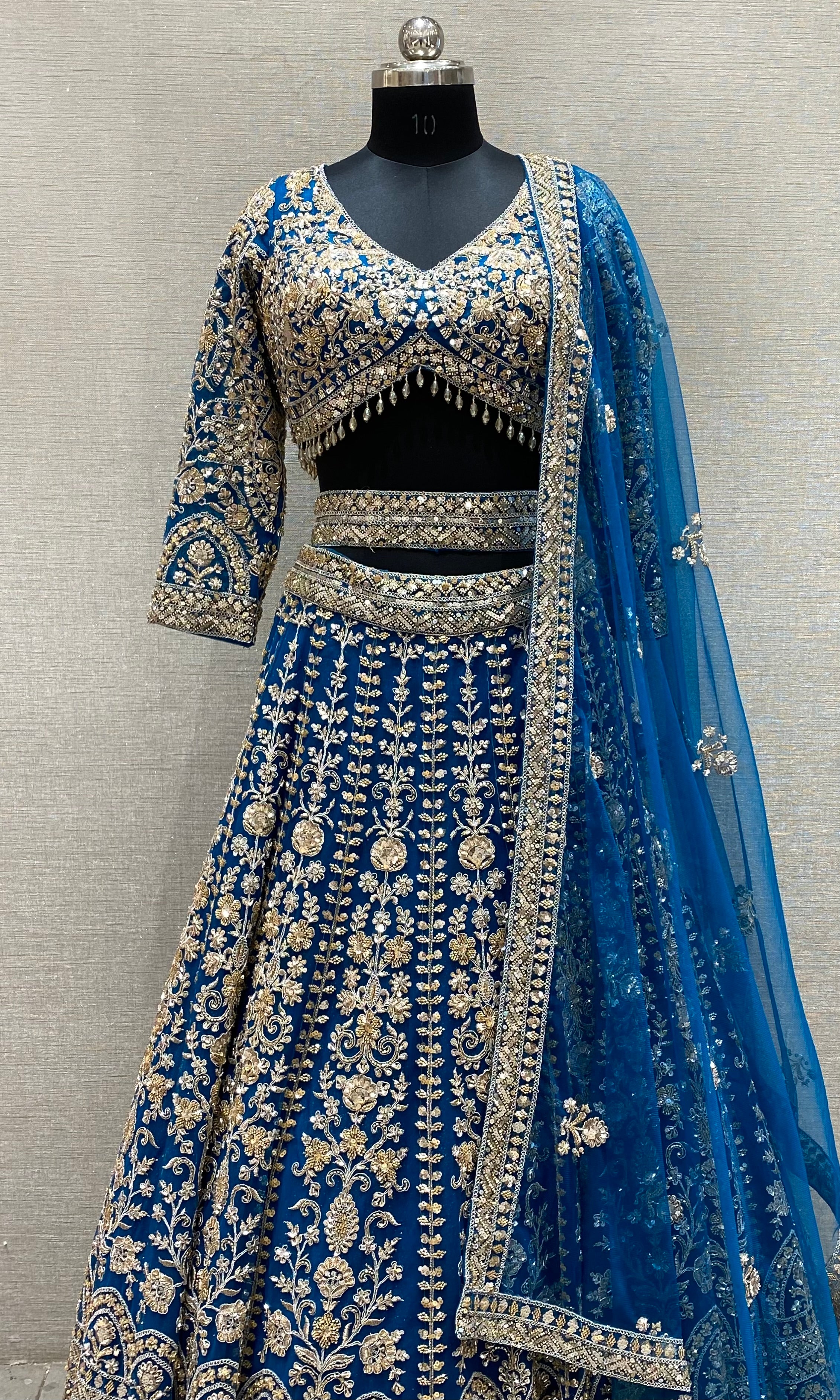 Prussian Blue lehenga