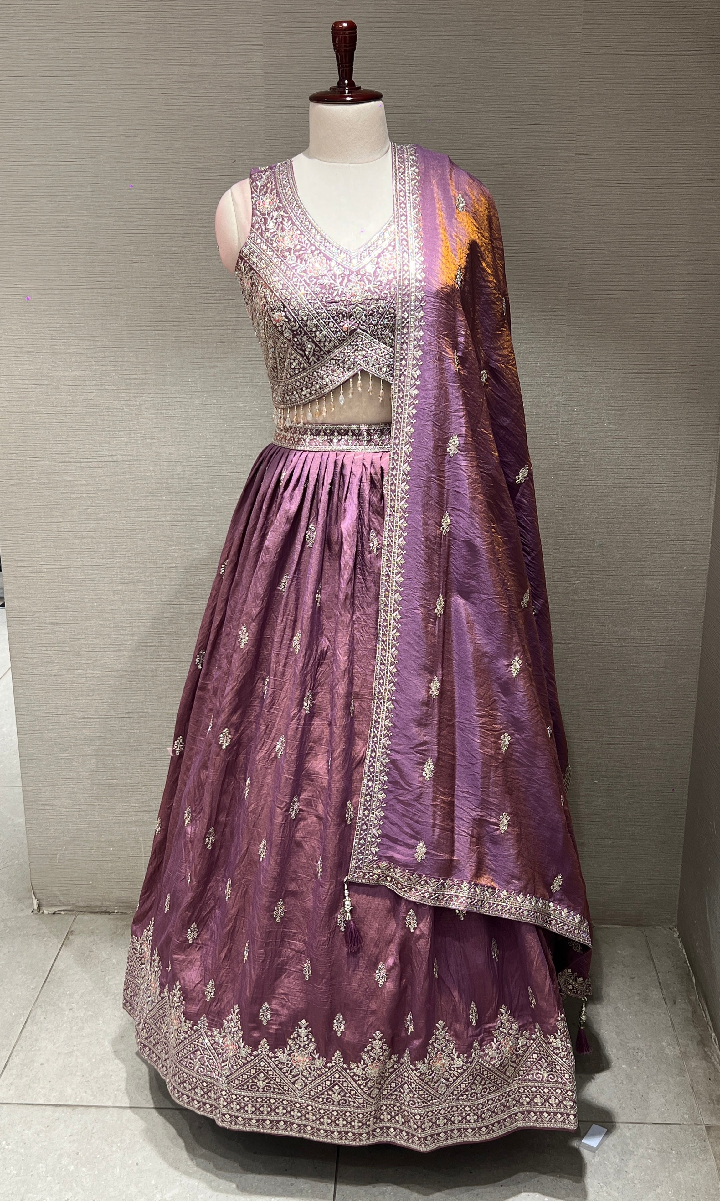 Light Purple Embroidered Sequinned Lehenga