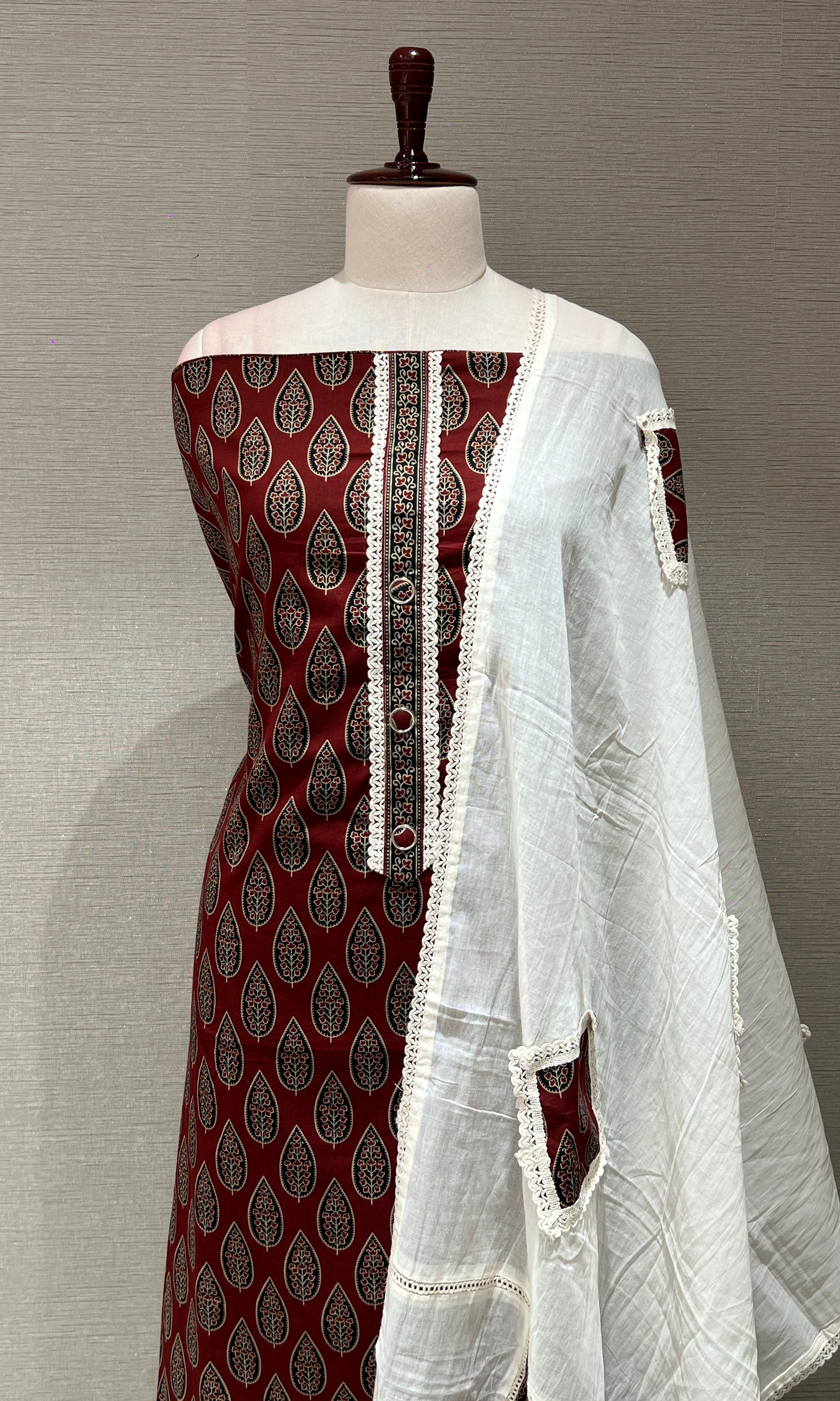 Maroon dress material