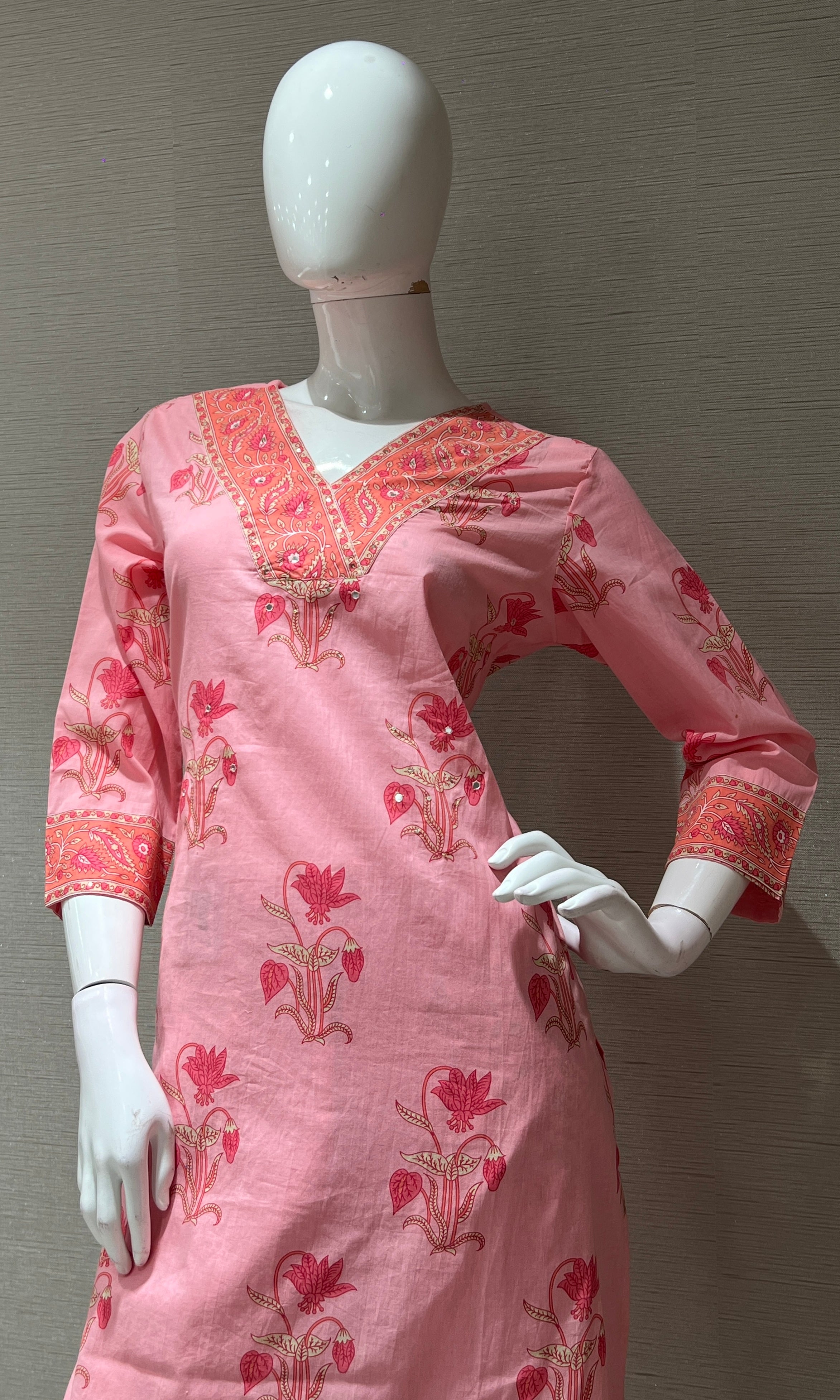 Baby pink FLORAL PRINT kurta set