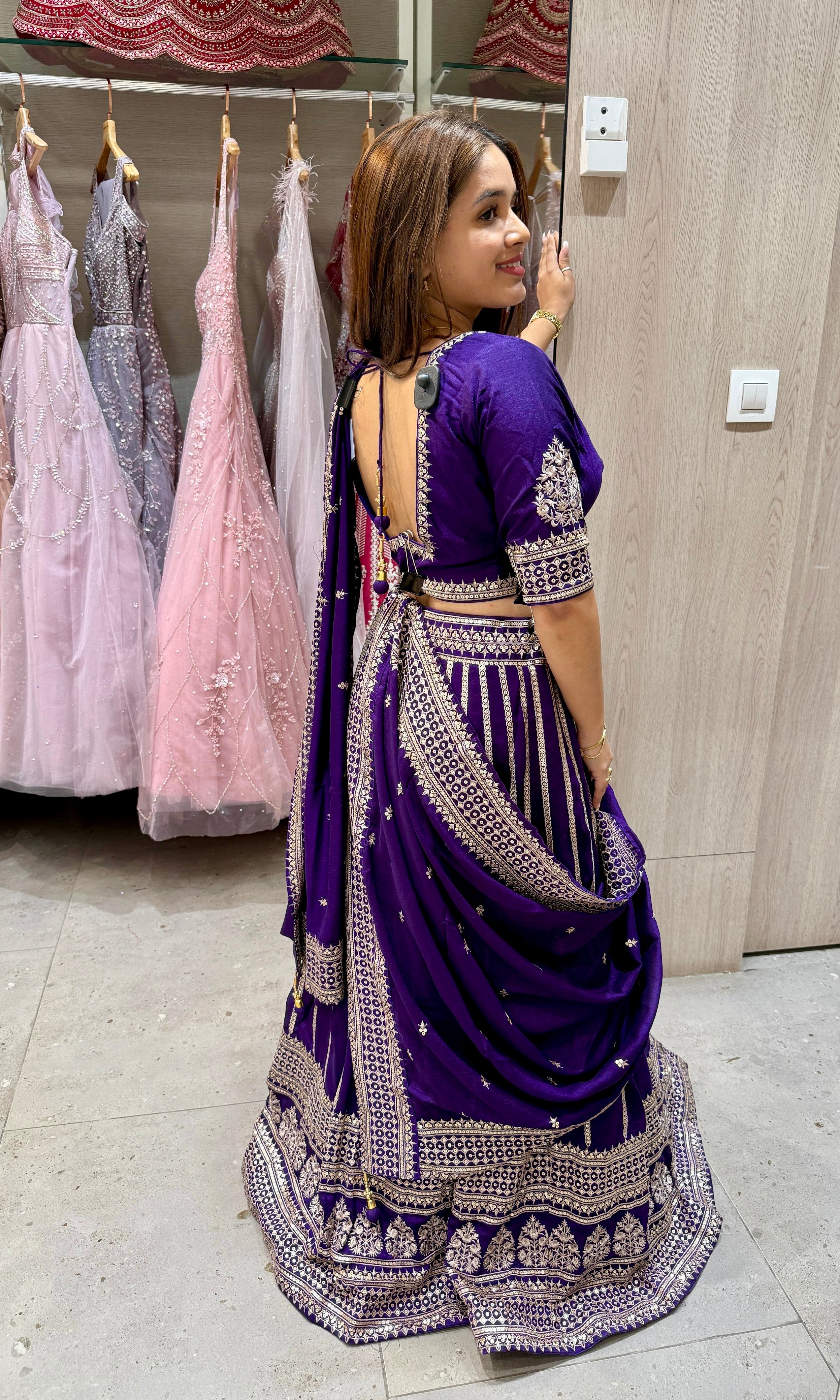 Purple croptop lehenga