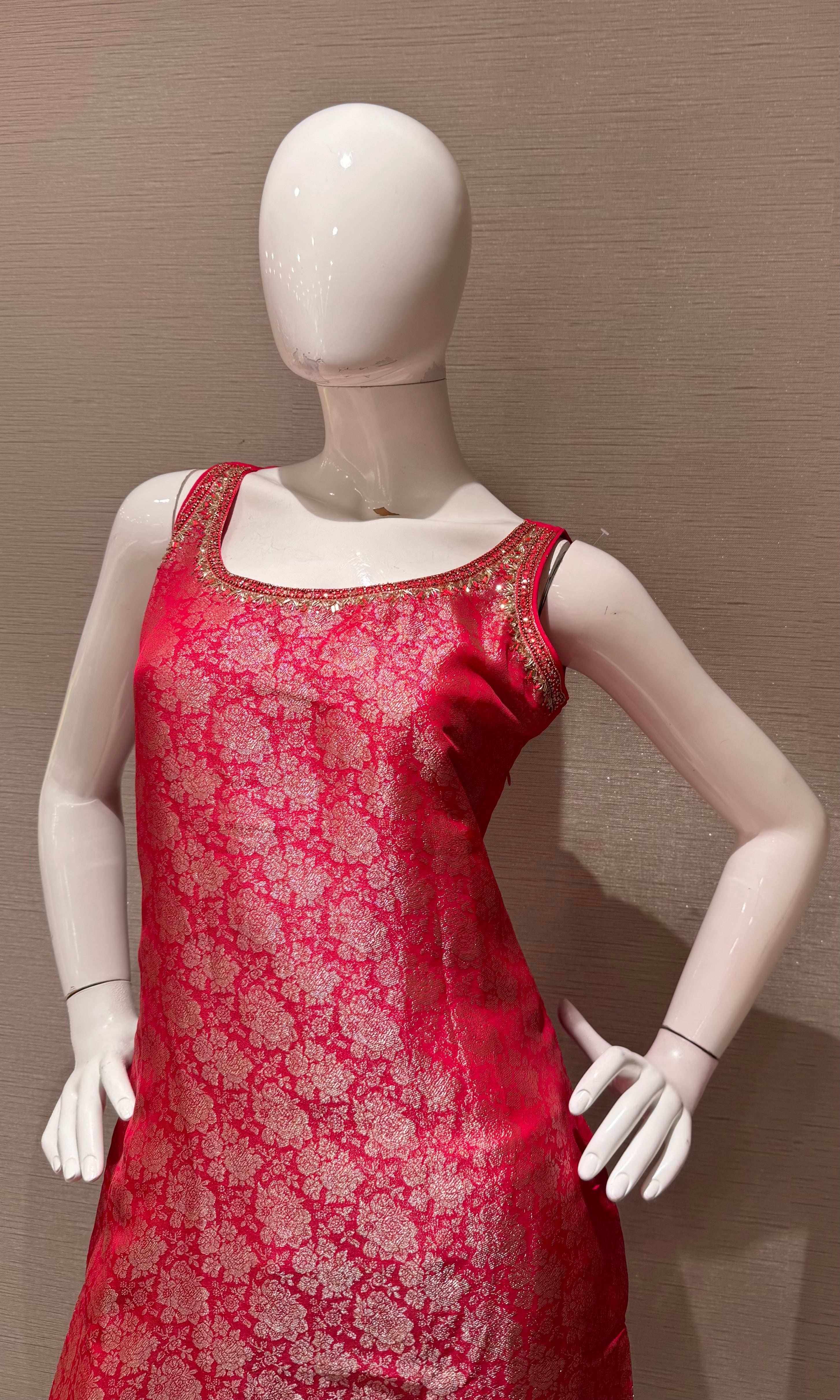 Rani pink banarasi kurta set