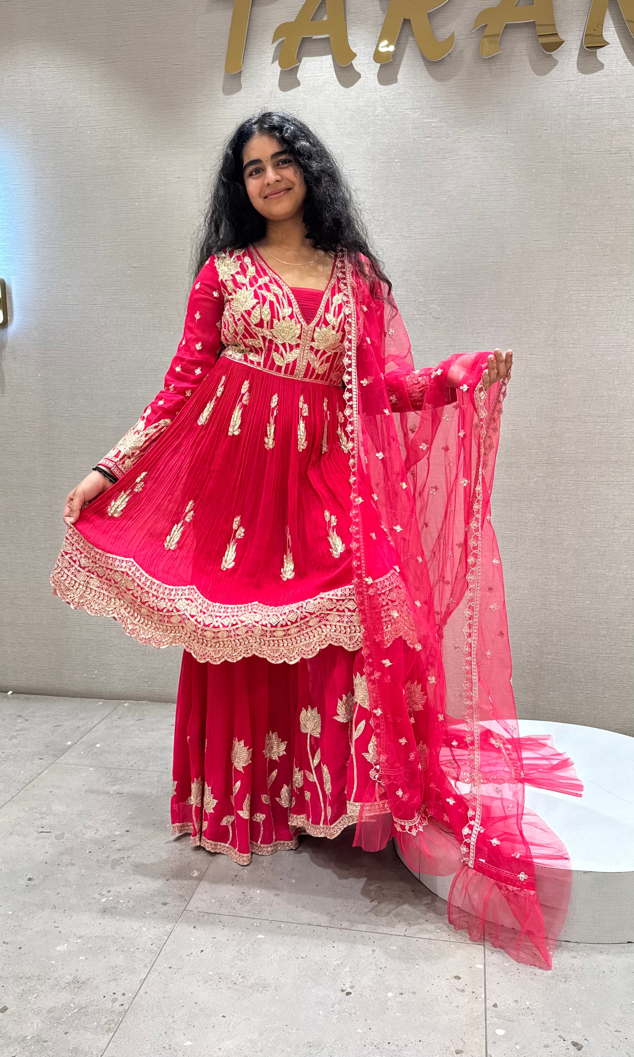 Pink GOLDEN EMBROIDERED SHARARA SET