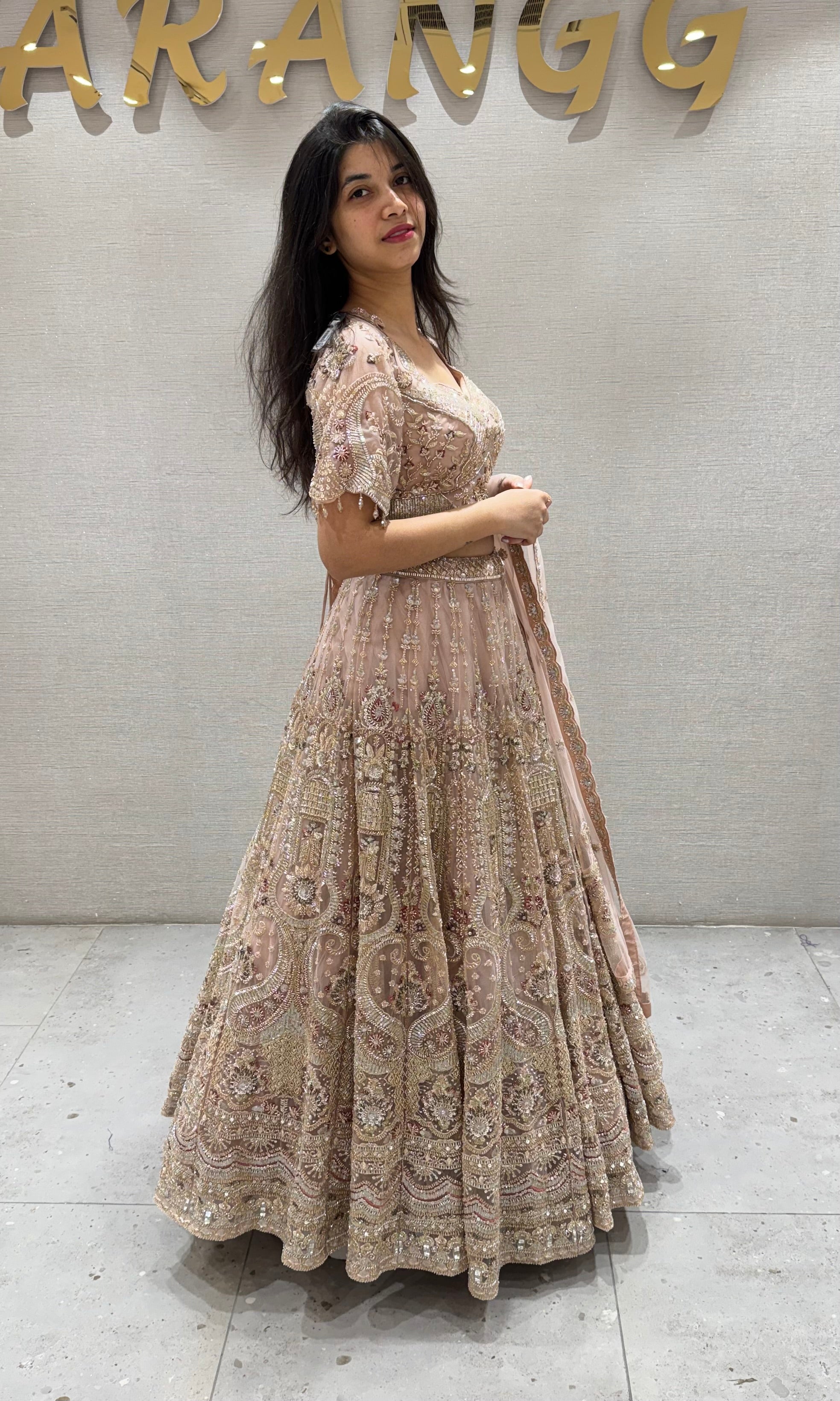 Peach INTRICATE EMBROIDERED LEHENGA