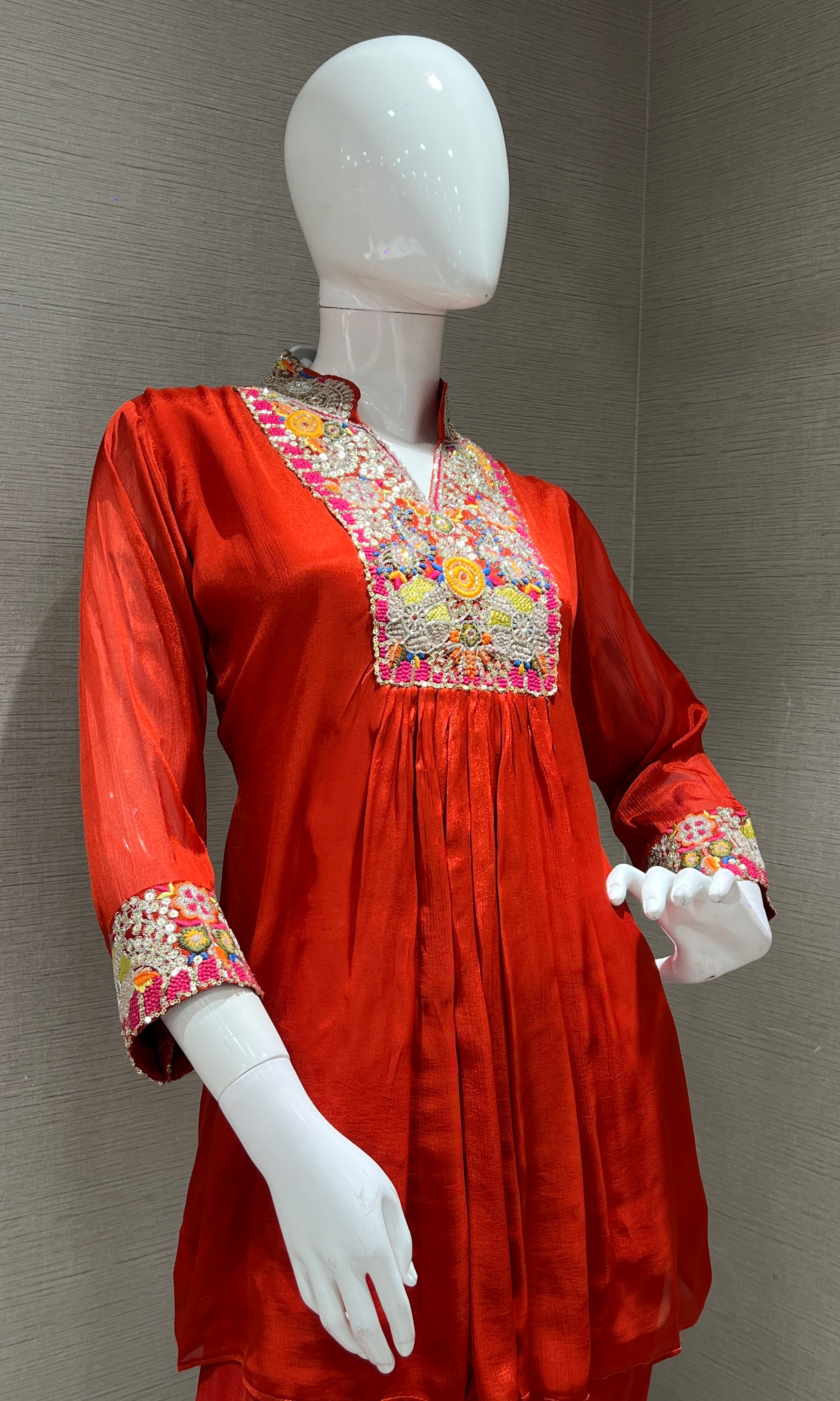 RUST FLORAL KURTI TOP