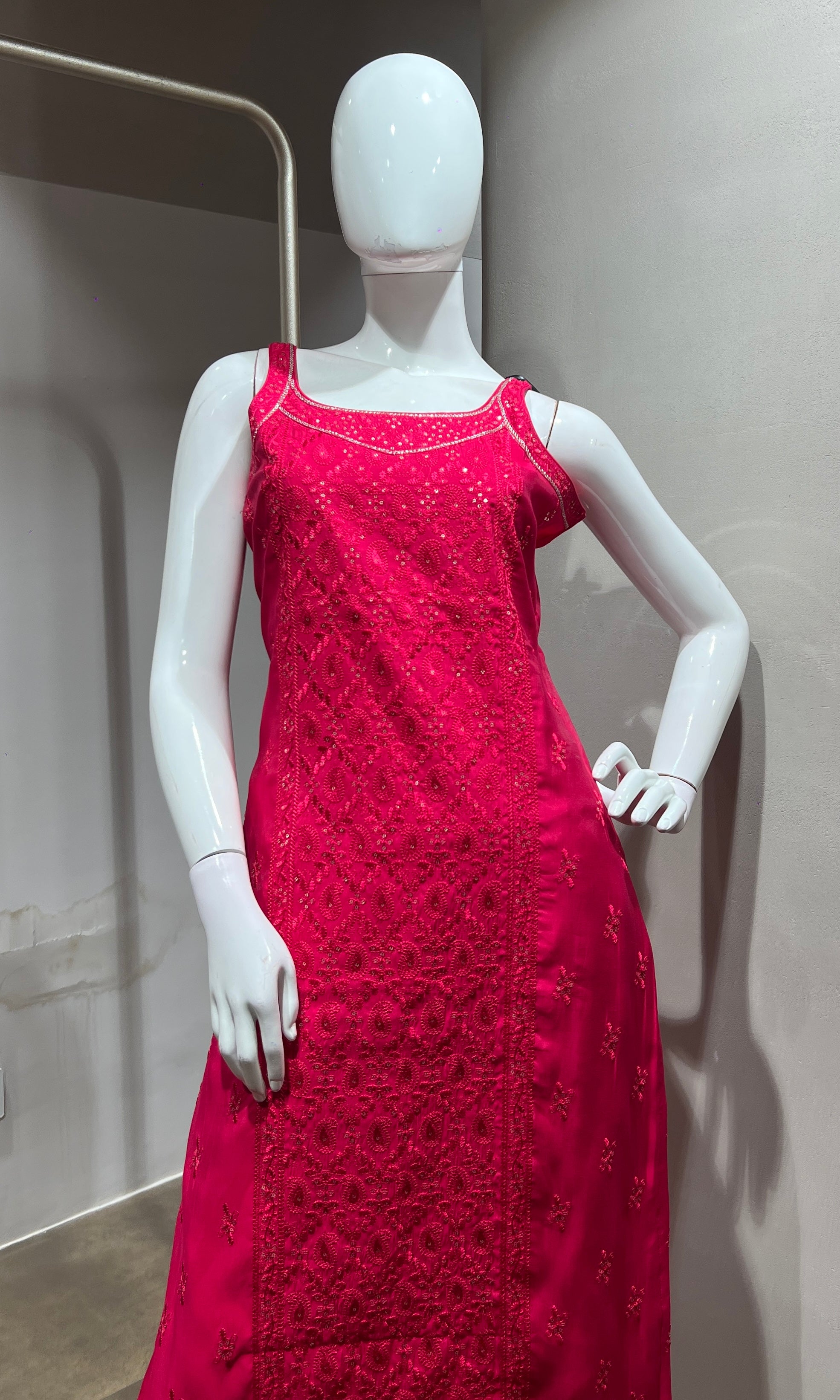 pink Georgette Straight Suit with Dupatta